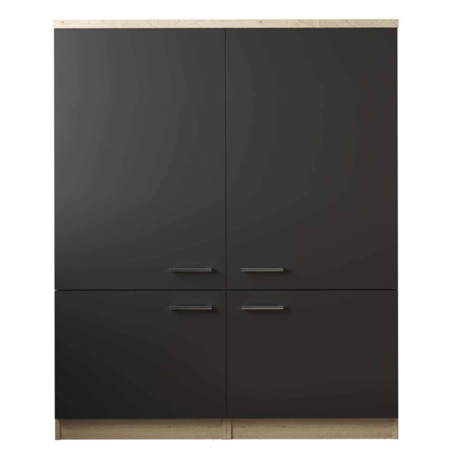 RESPEKTA Küchenmöbel-Set 11 - schwarz matt - Eiche sägerau - 2 Hochschränke - 120 cm