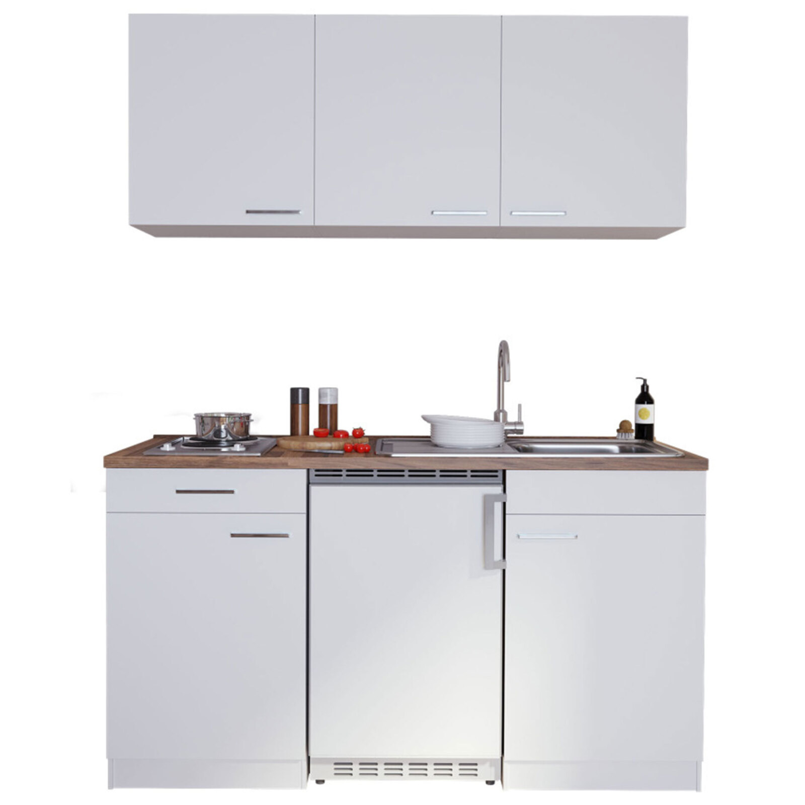 RESPEKTA Küchenzeile - weiß - mit E-Geräten - 150 cm