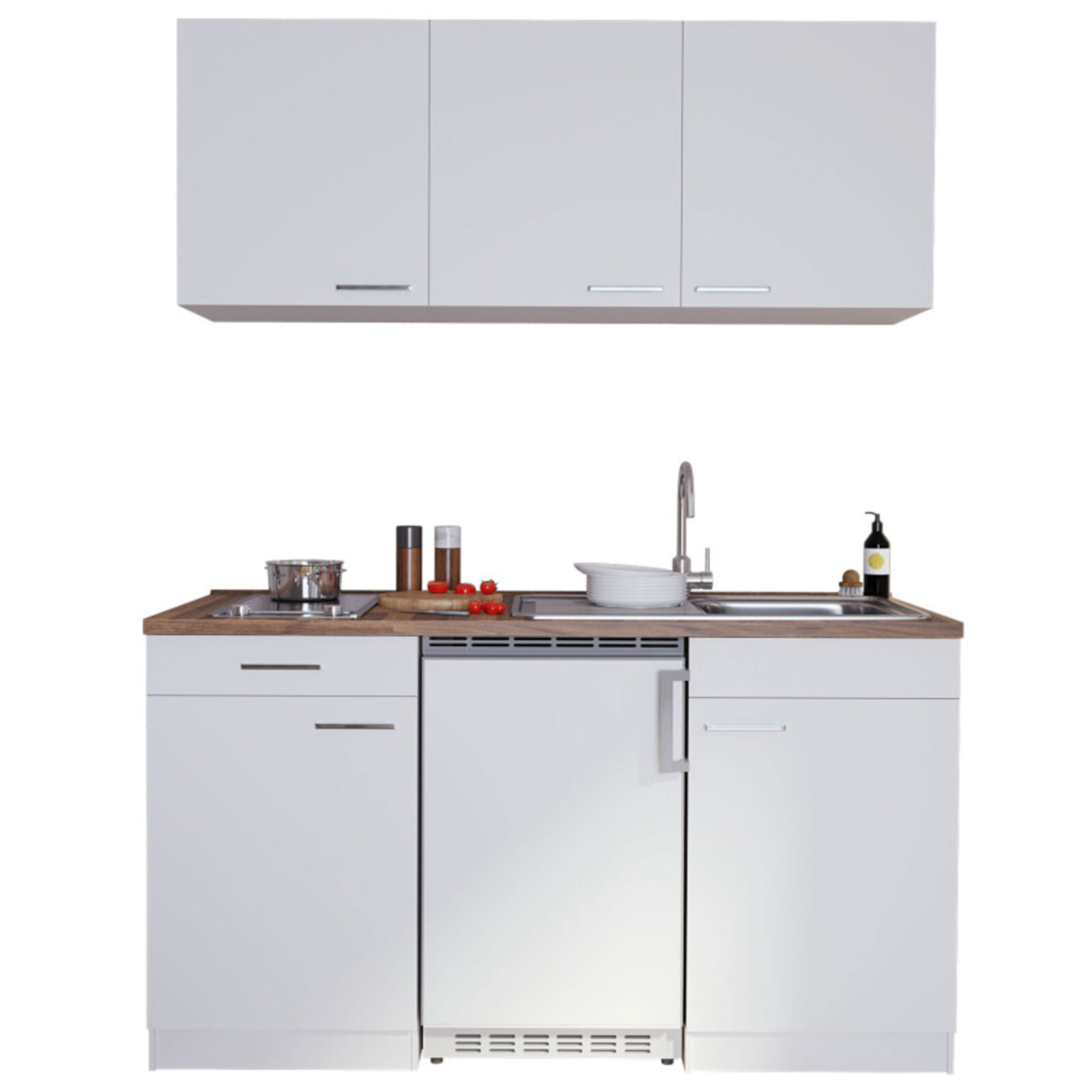 RESPEKTA Küchenzeile - weiß - mit E-Geräten - 150 cm