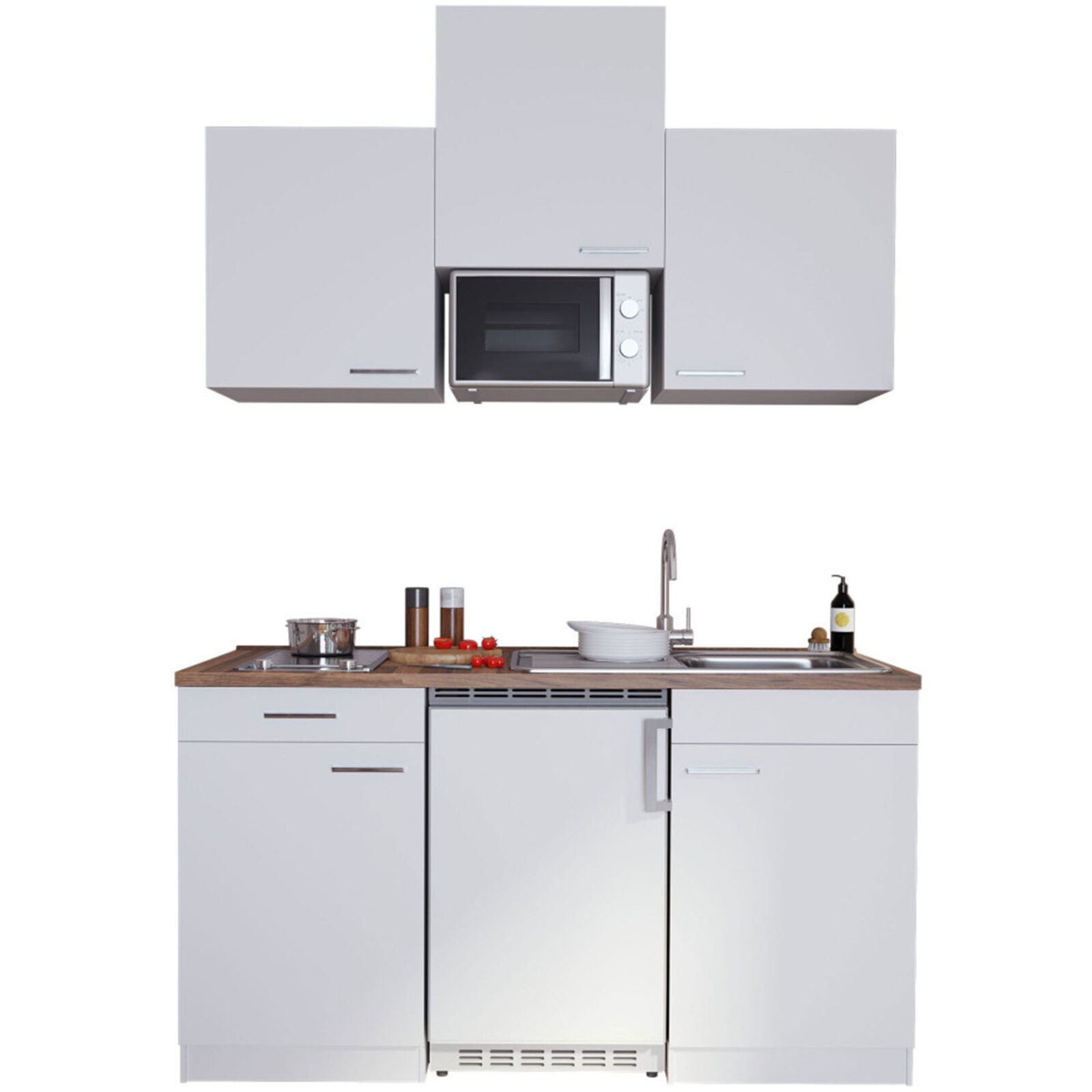 RESPEKTA Küchenzeile - weiß - mit E-Geräten - 150 cm