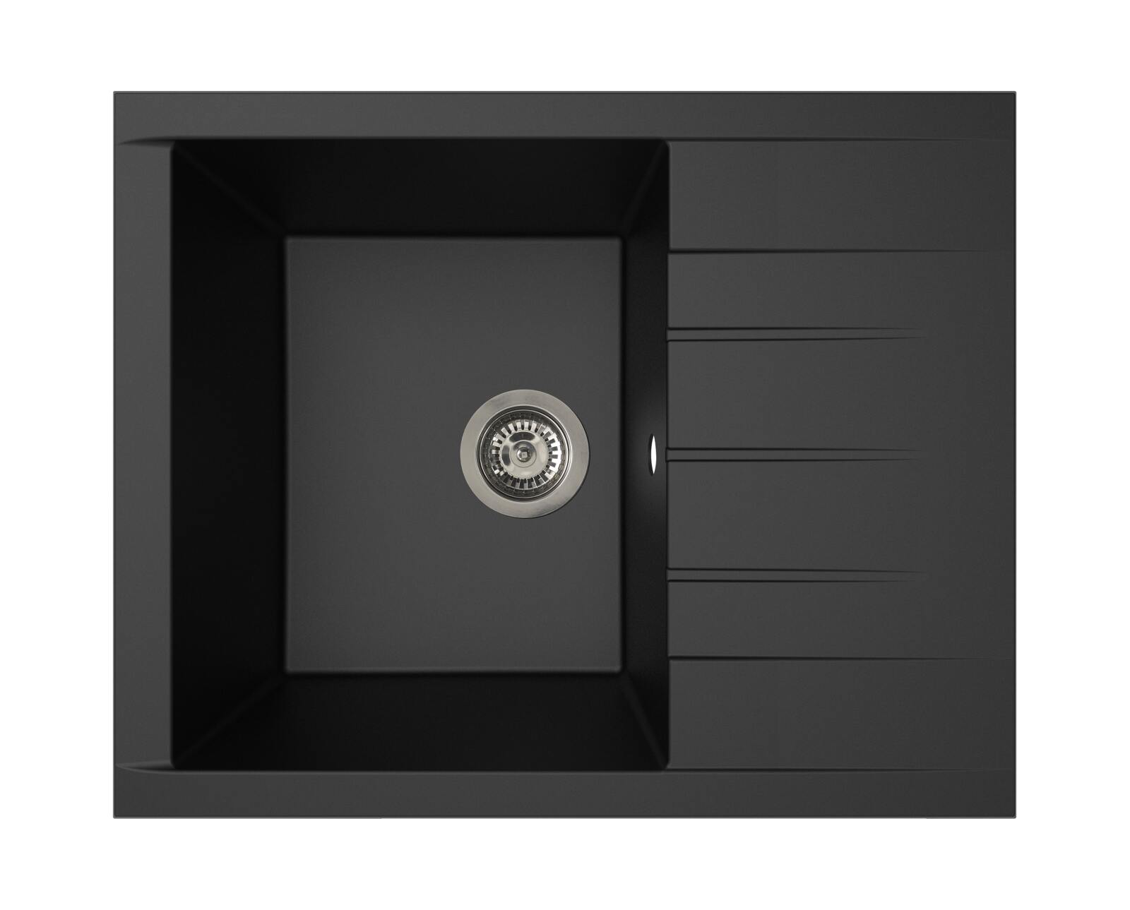 RESPEKTA Mineralite-Einbauspüle HOUSTON - schwarz - 62x50 cm