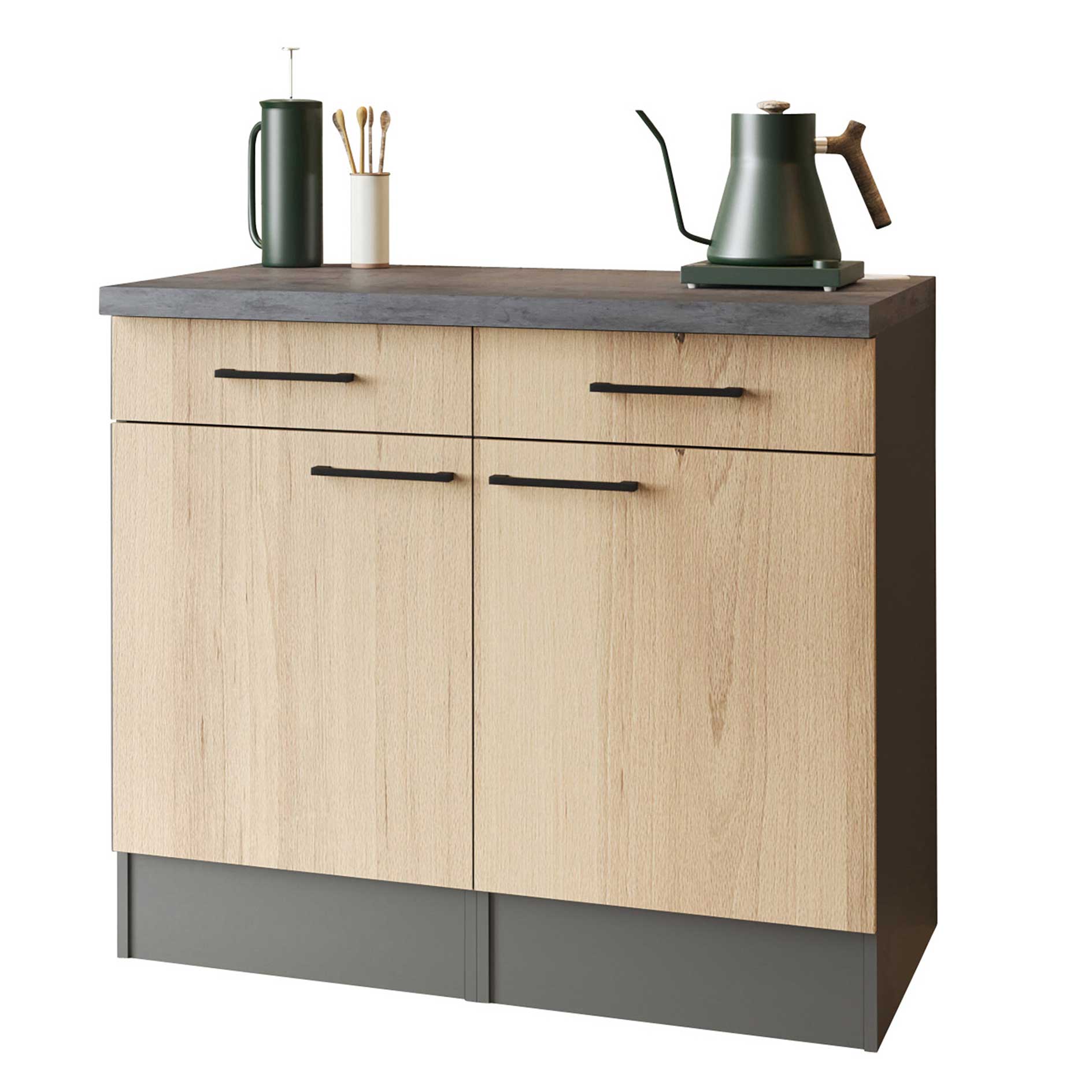 RESPEKTA Sideboard OLIVER - Artisan Eiche - grau matt - 100 cm