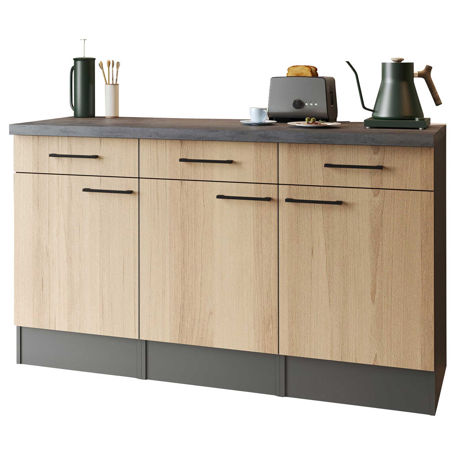 RESPEKTA Sideboard OLIVER - Artisan Eiche - grau matt - 150 cm