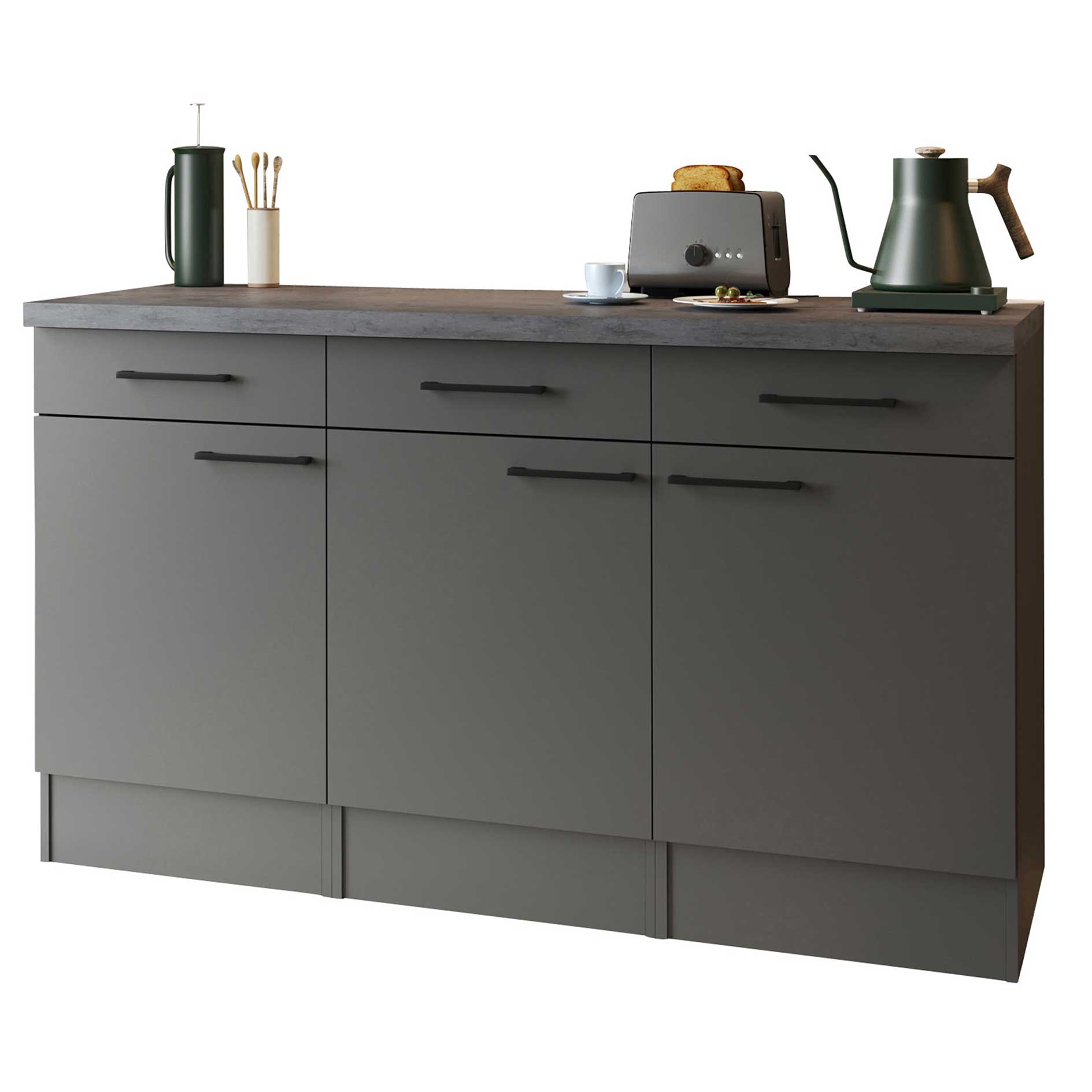 RESPEKTA Sideboard OLIVER - grau matt - 150 cm