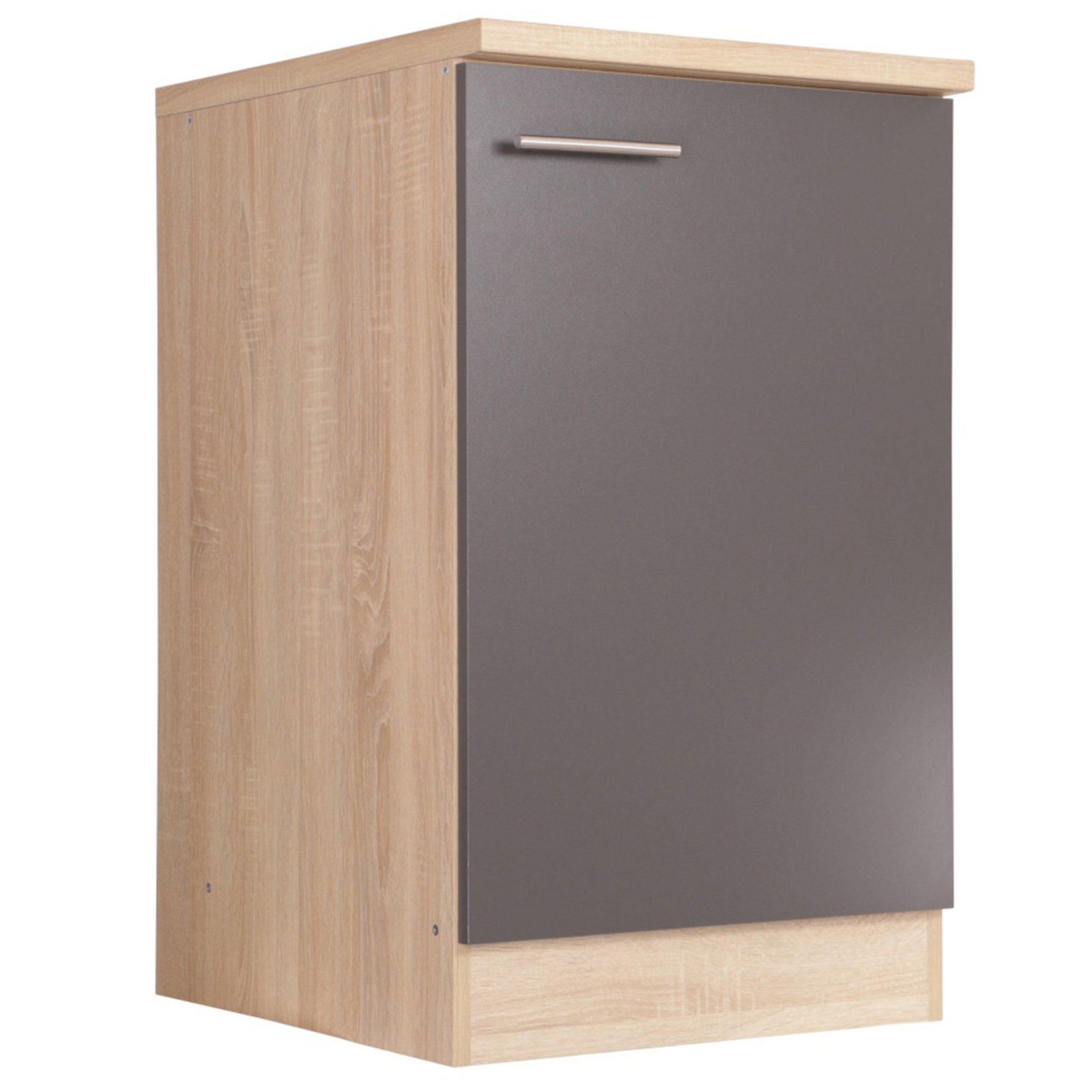 RESPEKTA Spülenunterschrank - grau matt - Eiche sägerau - 50 cm