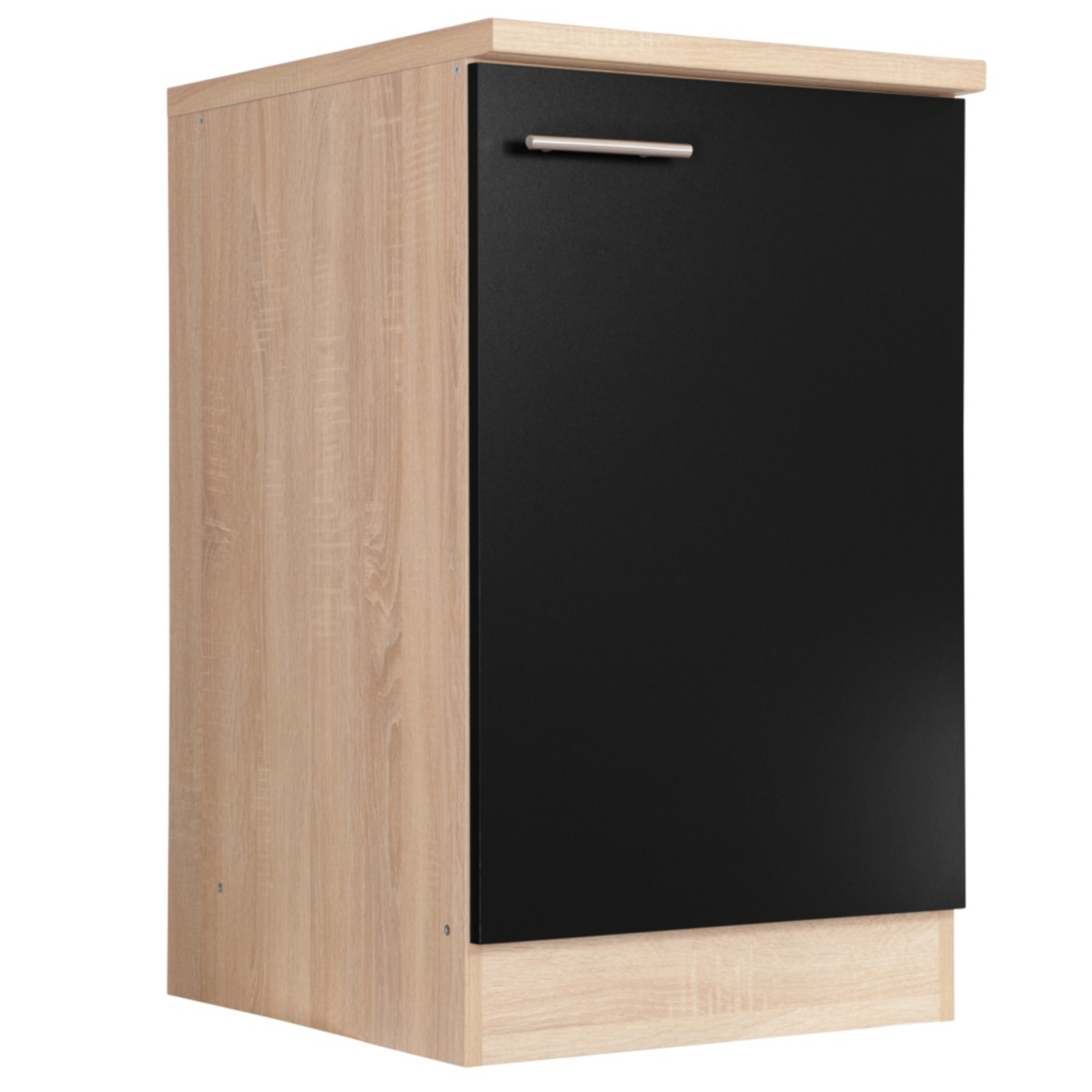 RESPEKTA Spülenunterschrank - schwarz matt - Eiche sägerau - 50 cm
