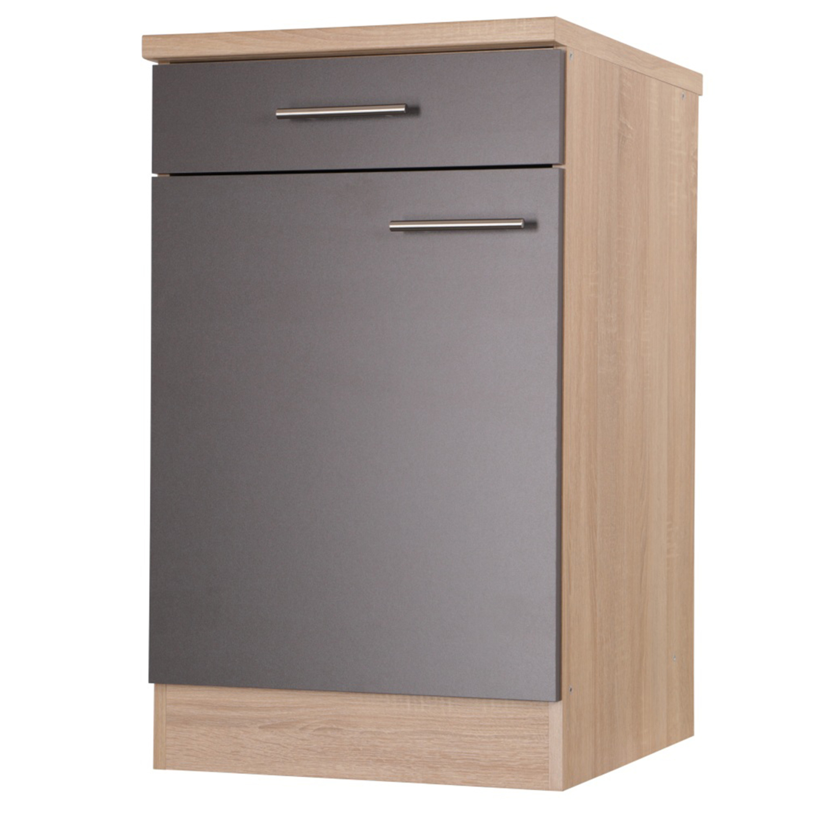 RESPEKTA Unterschrank - grau matt - Eiche sägerau - 50 cm
