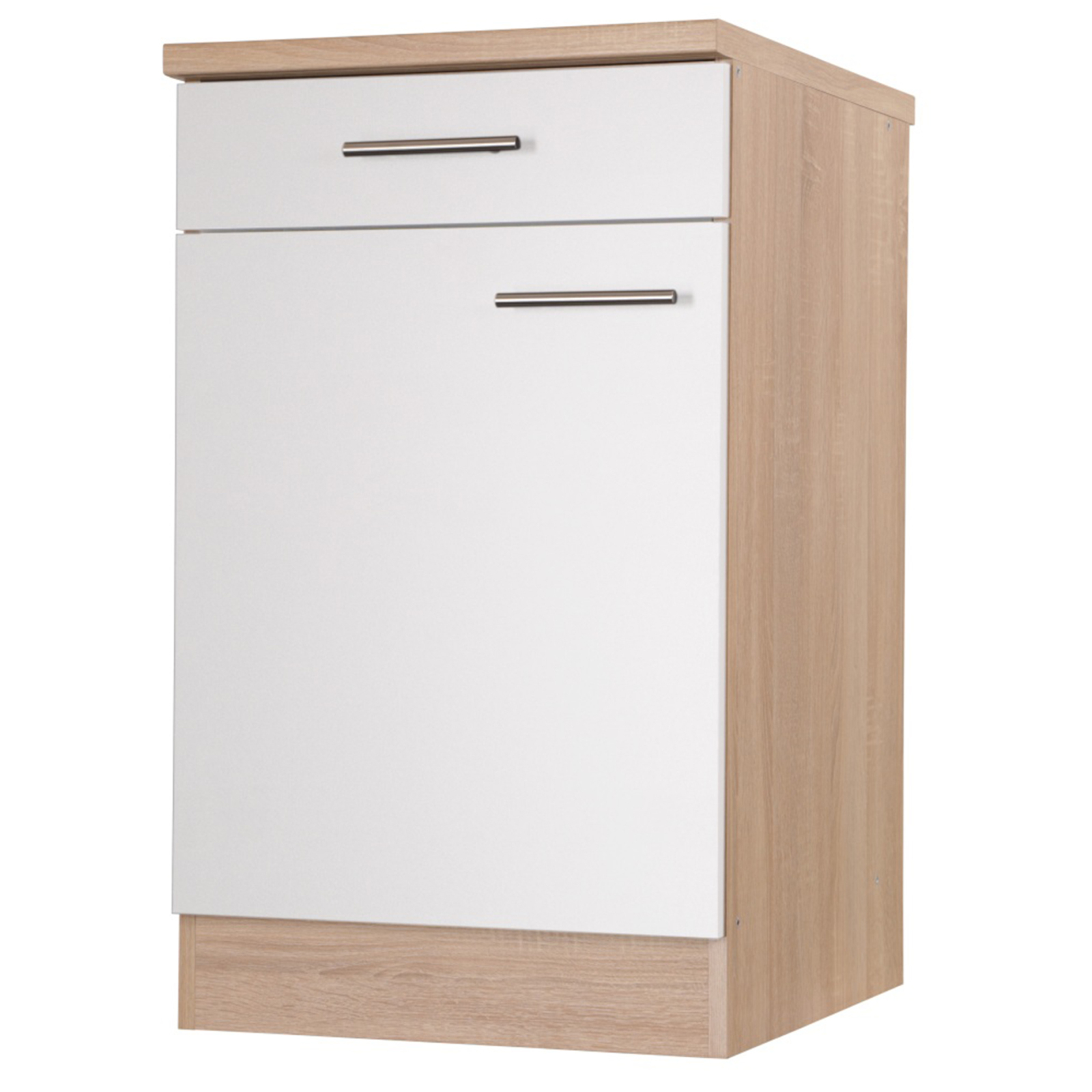 RESPEKTA Unterschrank - weiß matt - Eiche sägerau - 50 cm