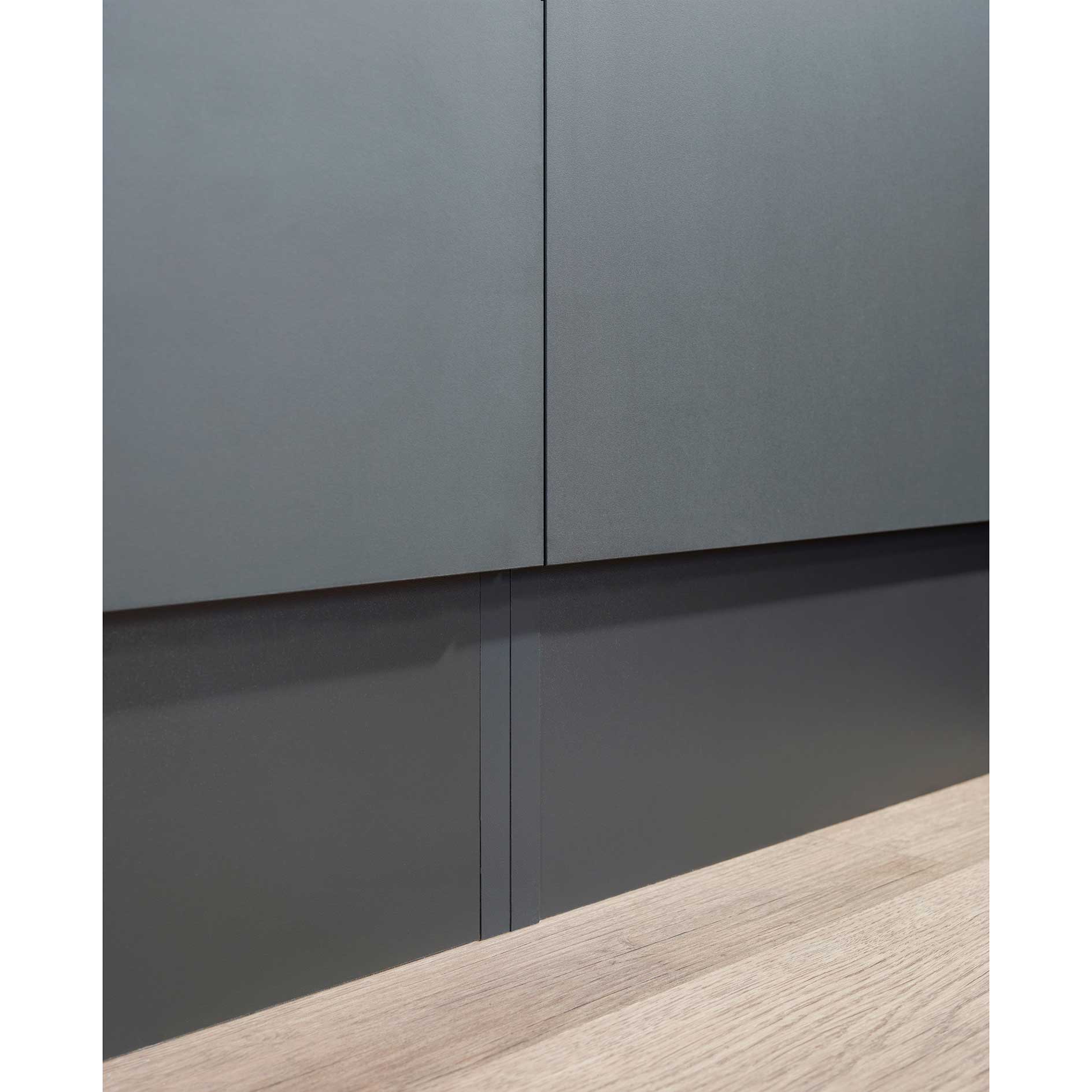RESPEKTA Winkelküche OLIVER - grau Seidenglanz - grau matt - 280x172 cm