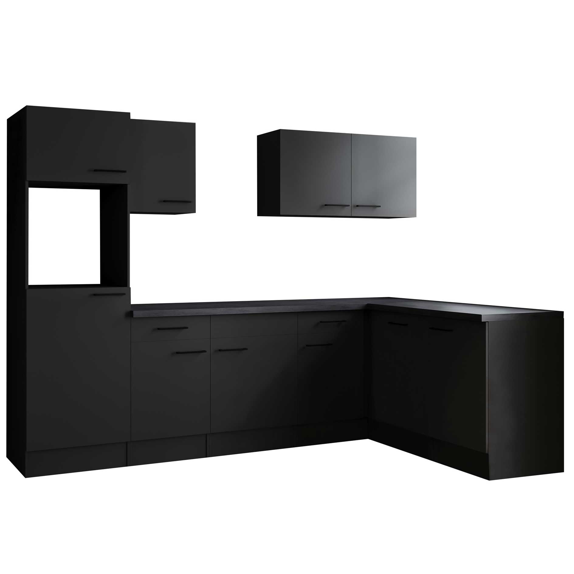 RESPEKTA Winkelküche OLIVER - grau Seidenglanz - grau matt - 280x172 cm