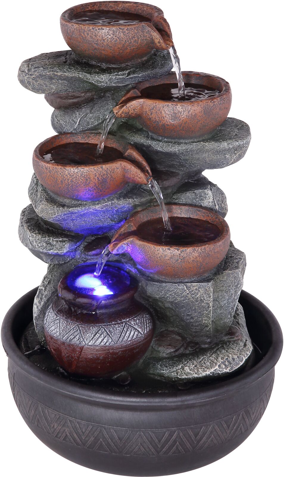RGB-LED-Brunnen - grau antik - schwarz - mit Pumpe