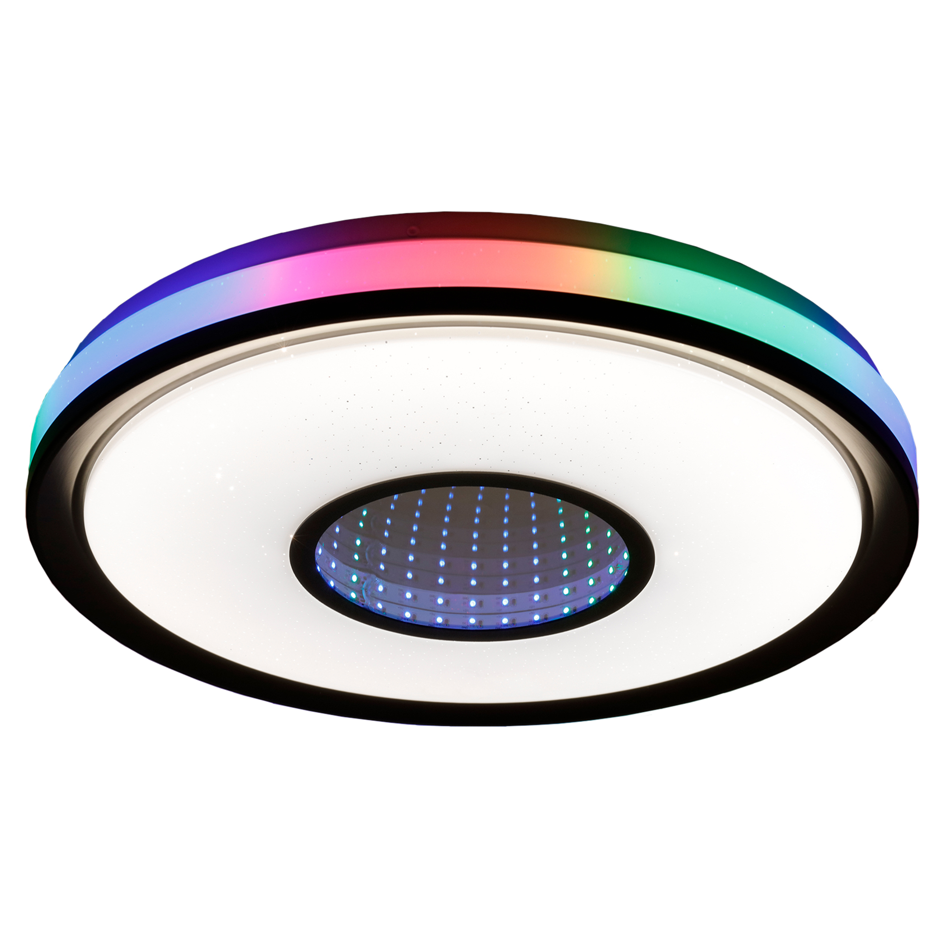 RGB-LED-Deckenleuchte - schwarz matt - weiß - Tunneleffekt