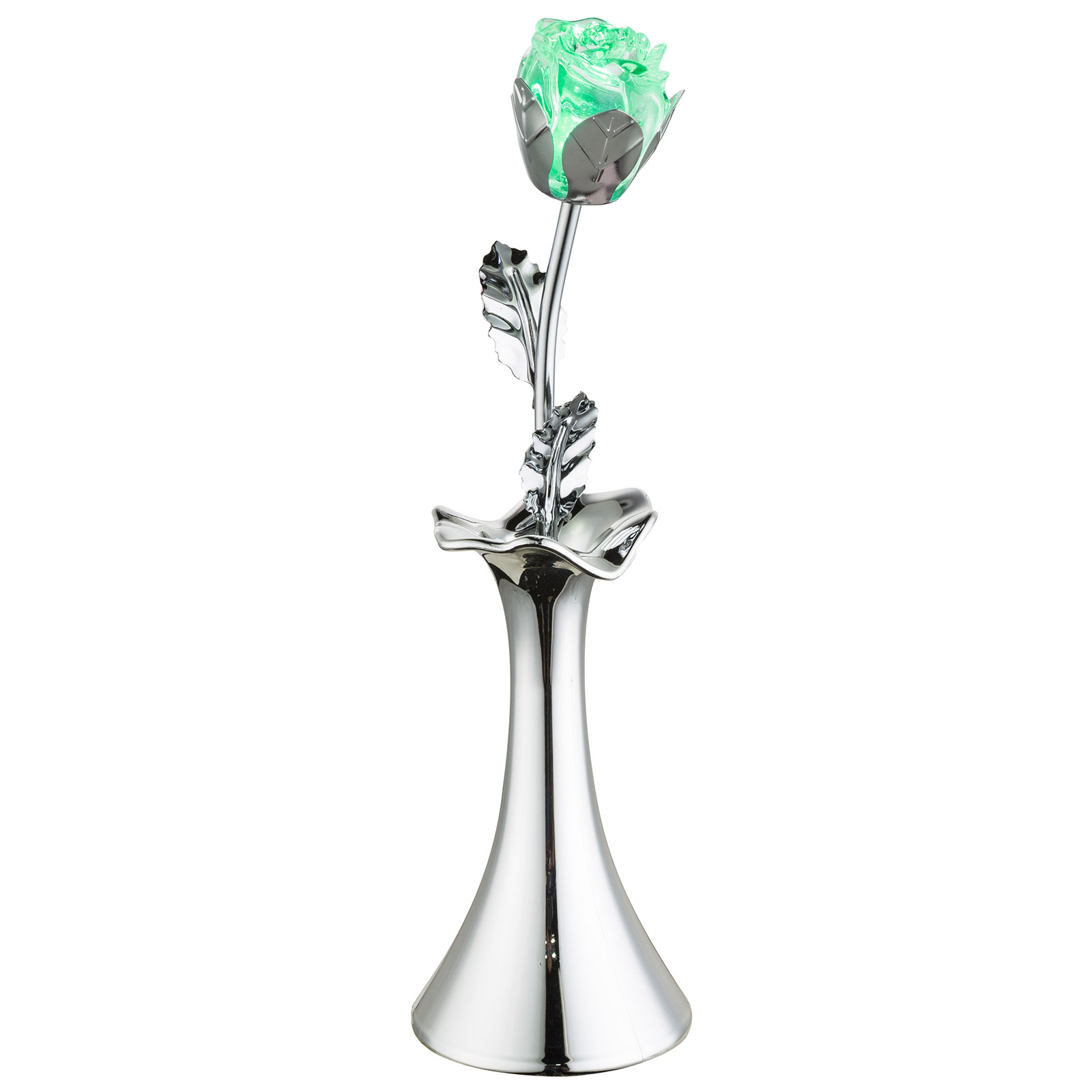 RGB-LED-Deko-Rose - chromfarben - mit Farbwechsel