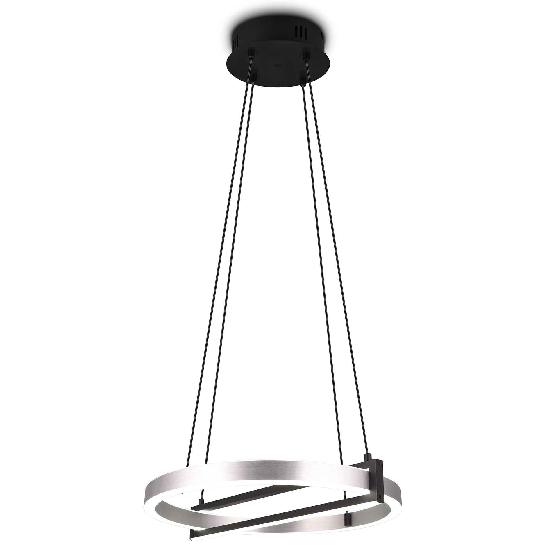RGB-LED-Pendelleuchte - alufarben - schwarz matt - mit Fernbedienung