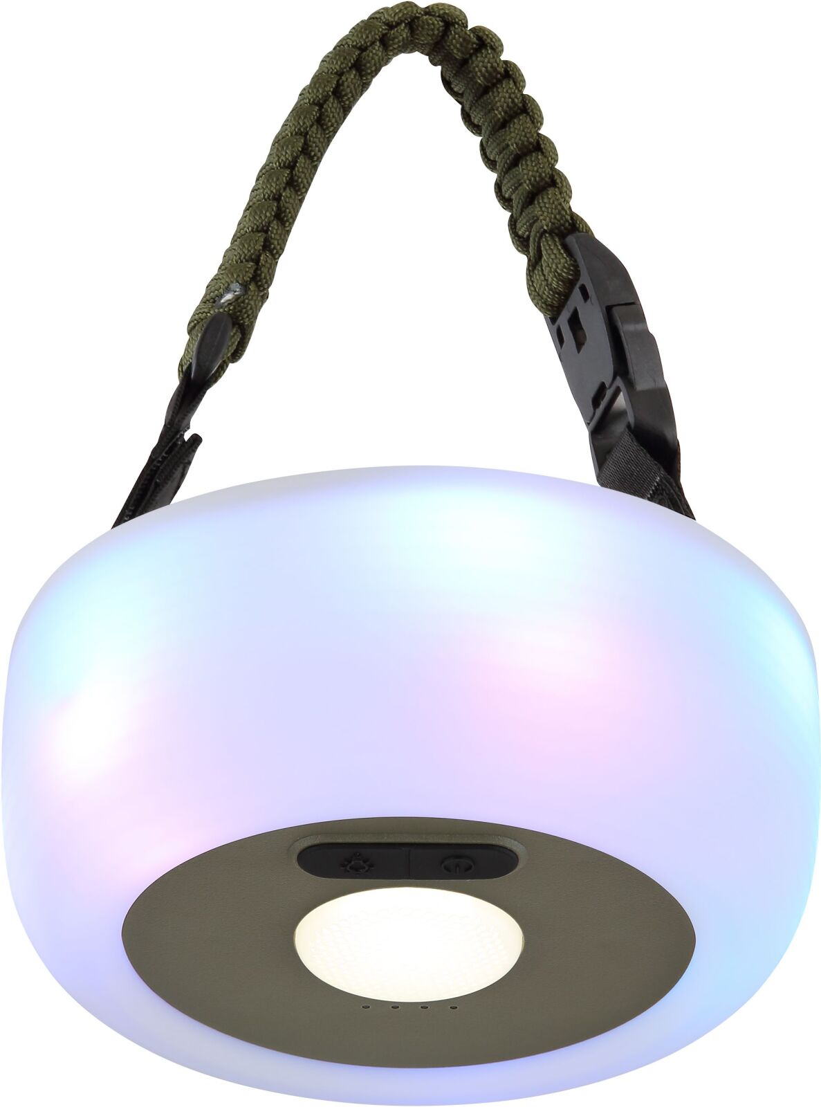 RGB-LED-Solarleuchte - weiß-schwarz-grün - USB-Ausgang - mit Tragegriff