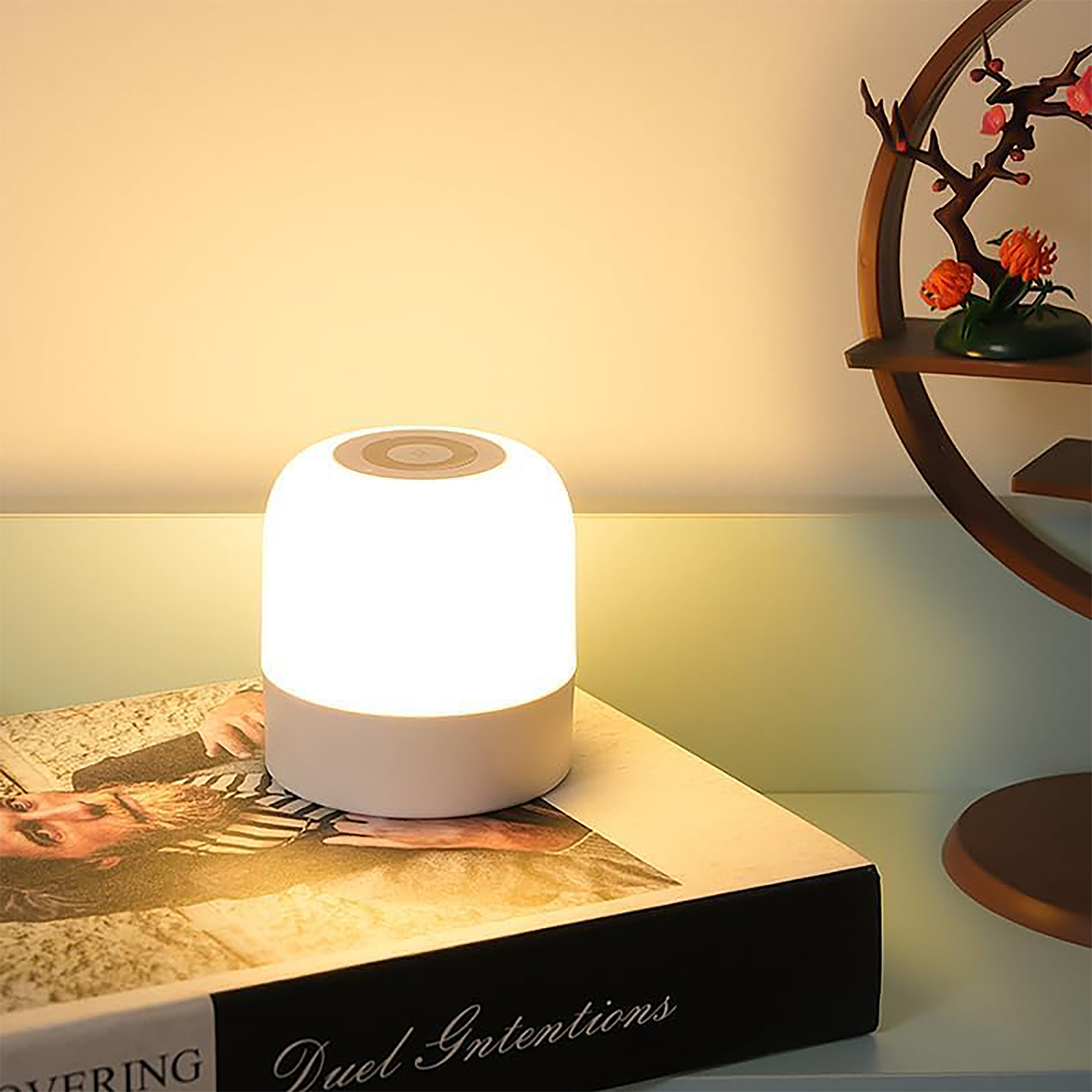 RGB-LED-Tischleuchte - weiß - Touchfunktion - mit Fernbedienung