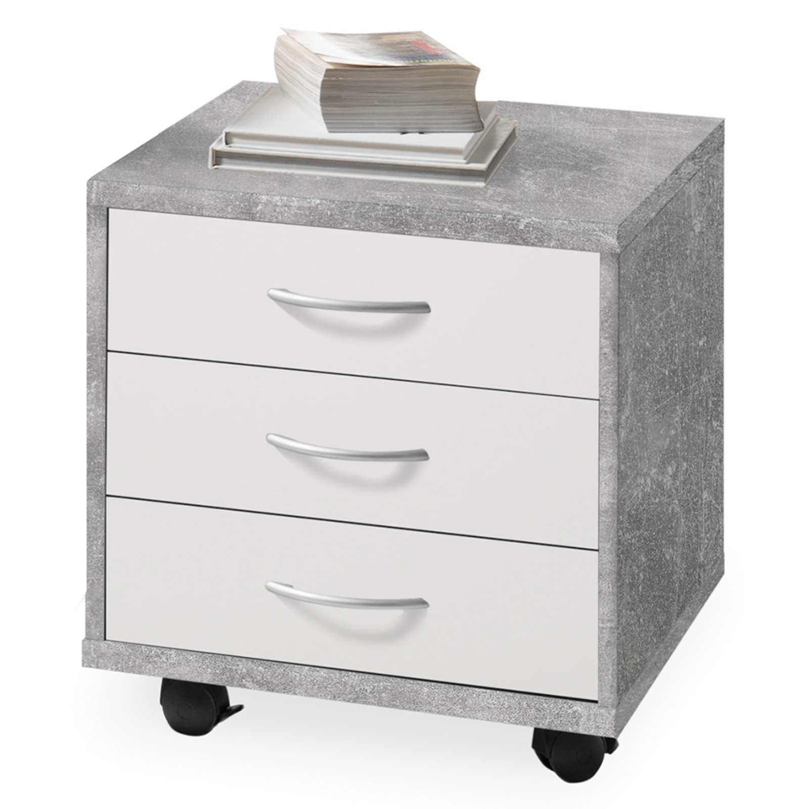 Rollcontainer - Beton-weiß - 46 cm breit
