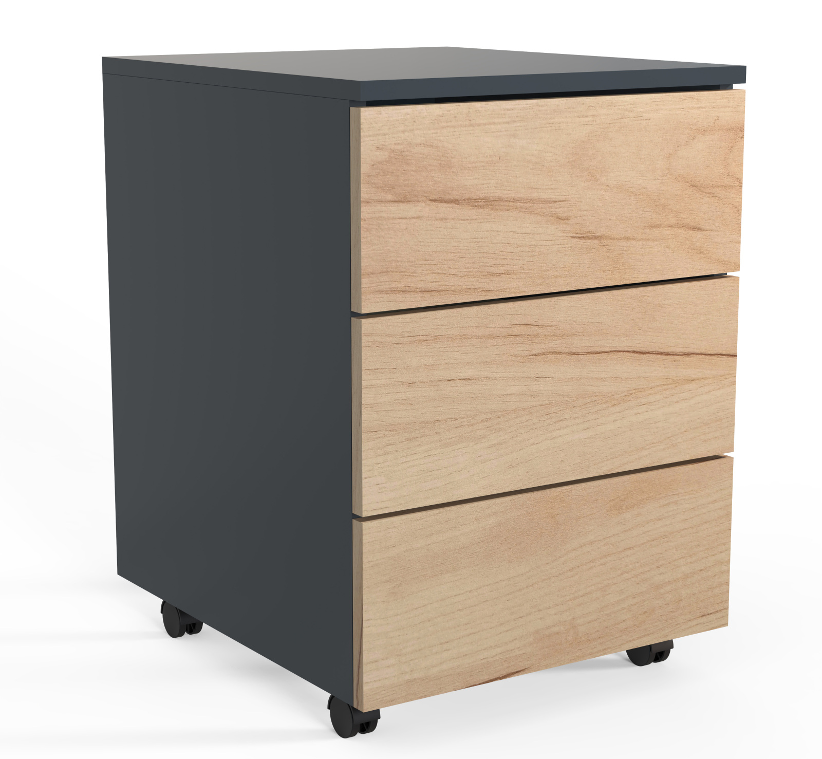Rollcontainer DALOSA - anthrazit-Honig Eiche - 3 Schubladen - 39x45 cm