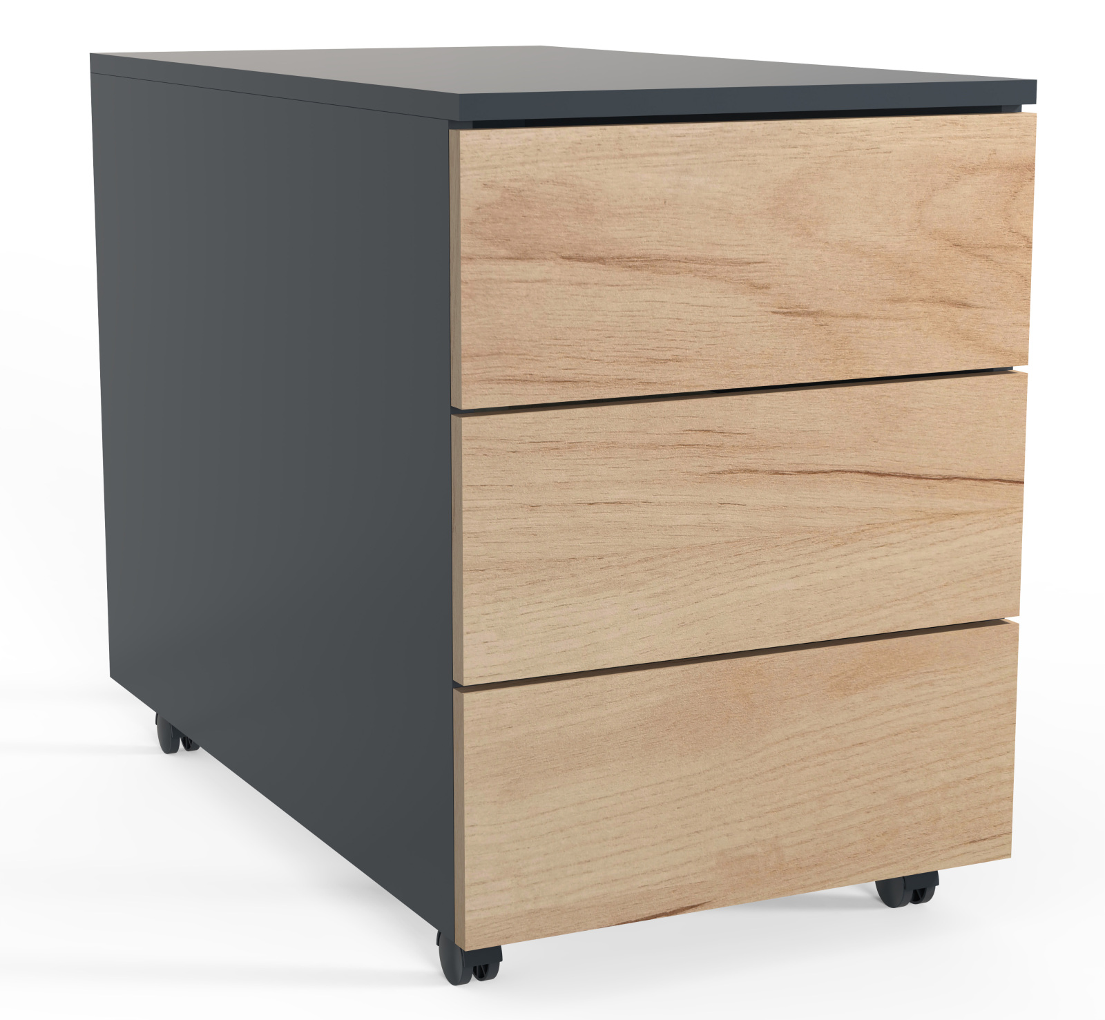 Rollcontainer DALOSA - anthrazit-Honig Eiche - 3 Schubladen - 39x70 cm
