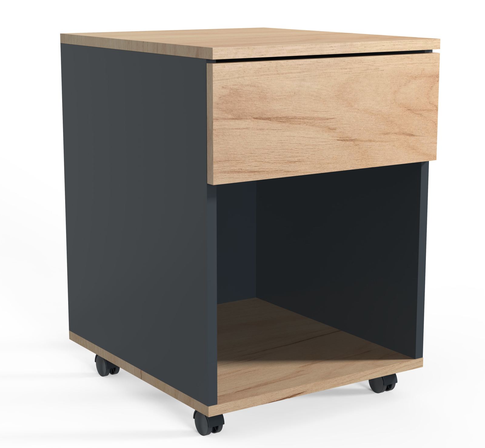 Rollcontainer DALOSA - anthrazit-Honig Eiche - Schublade - 39x45 cm