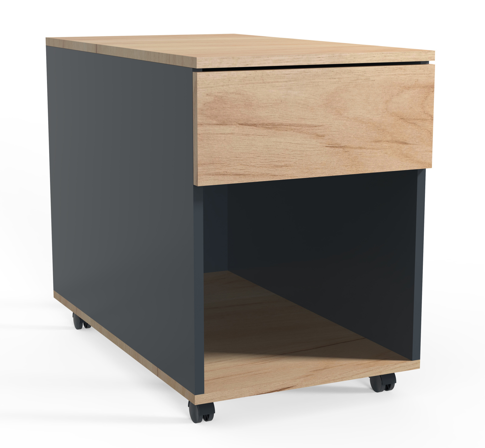 Rollcontainer DALOSA - anthrazit-Honig Eiche - Schublade - 39x70 cm