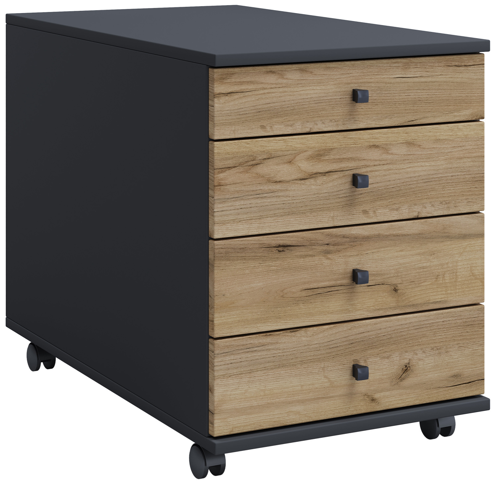 Rollcontainer LONA MAXI - anthrazit-Honig Eiche - 4 Schubladen