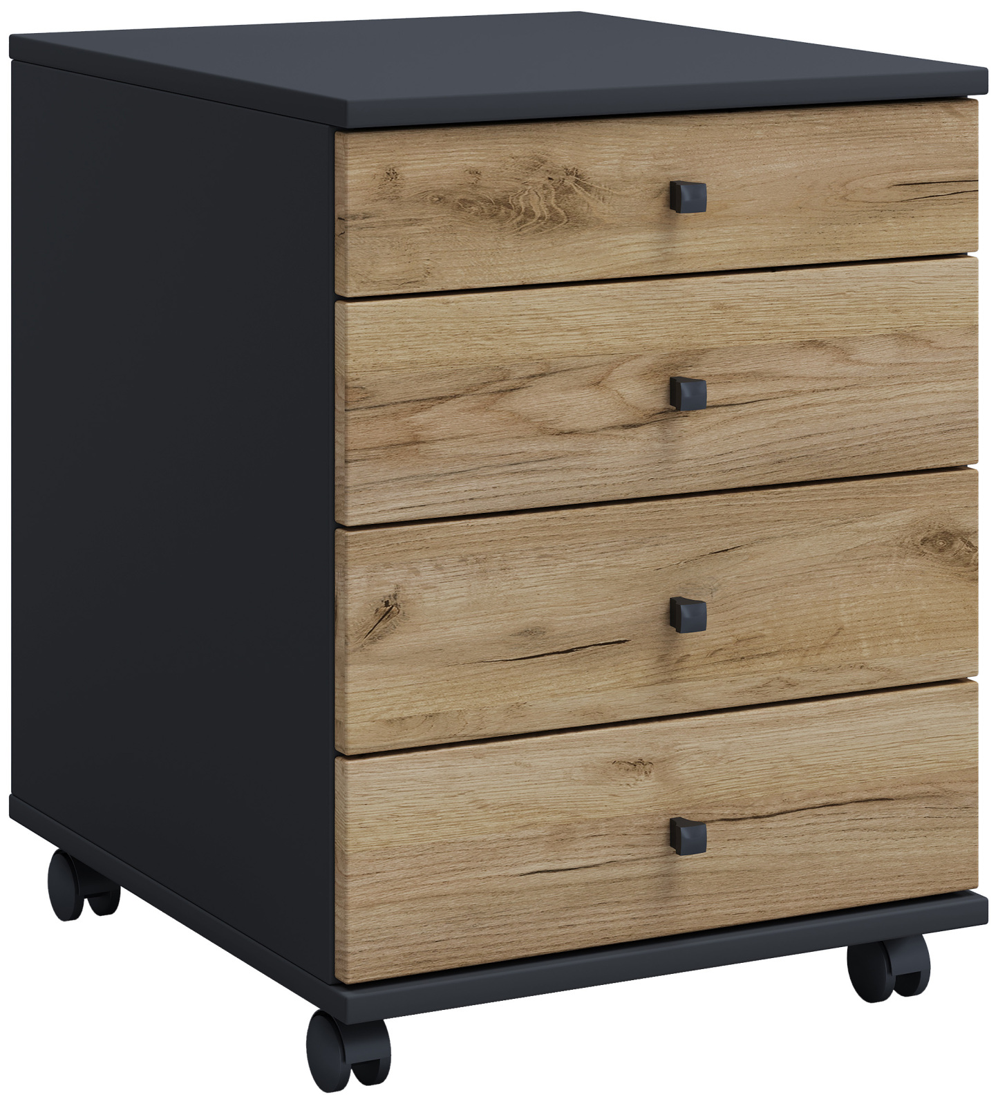 Rollcontainer LONA MINI - anthrazit-Honig Eiche - 4 Schubladen