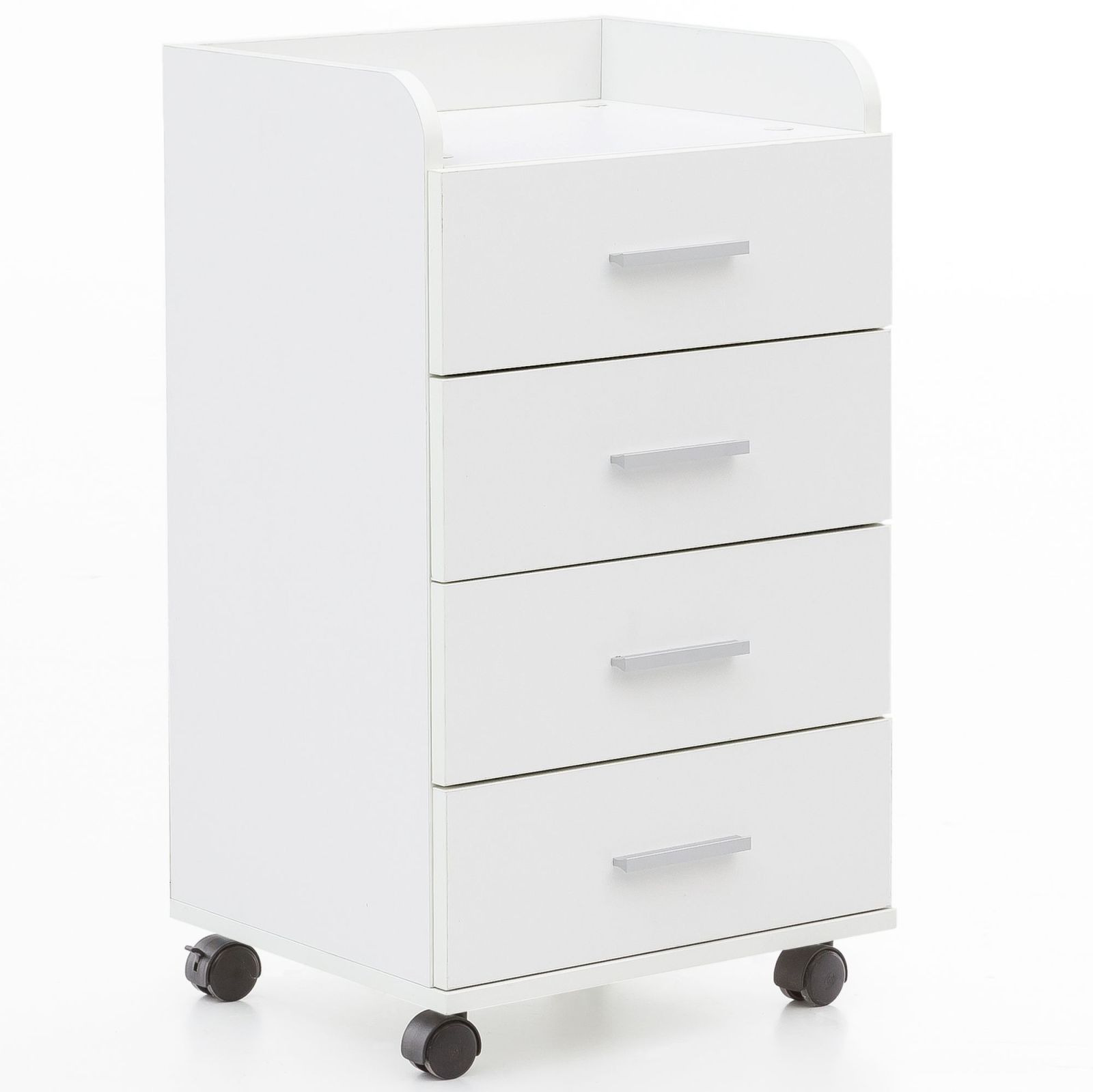 Rollcontainer - weiß - Holz - 4 Schubkästen