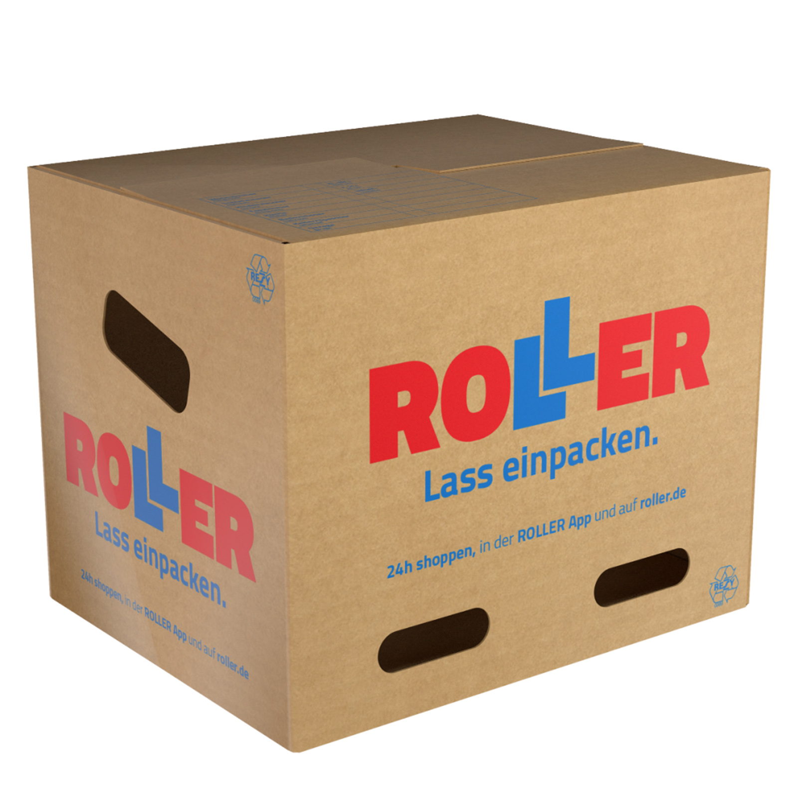 ROLLER Umzugskarton - rot-blau - zusammenfaltbar - 39 cm