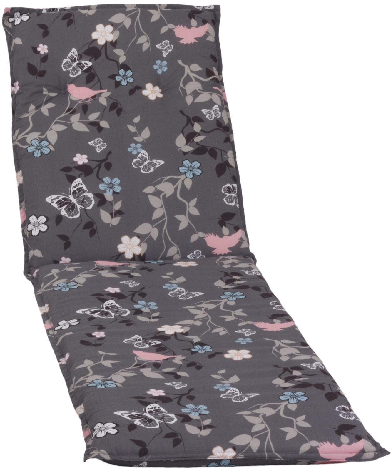 Rollliegen-Auflage - grau - Blumen - 193x60 cm