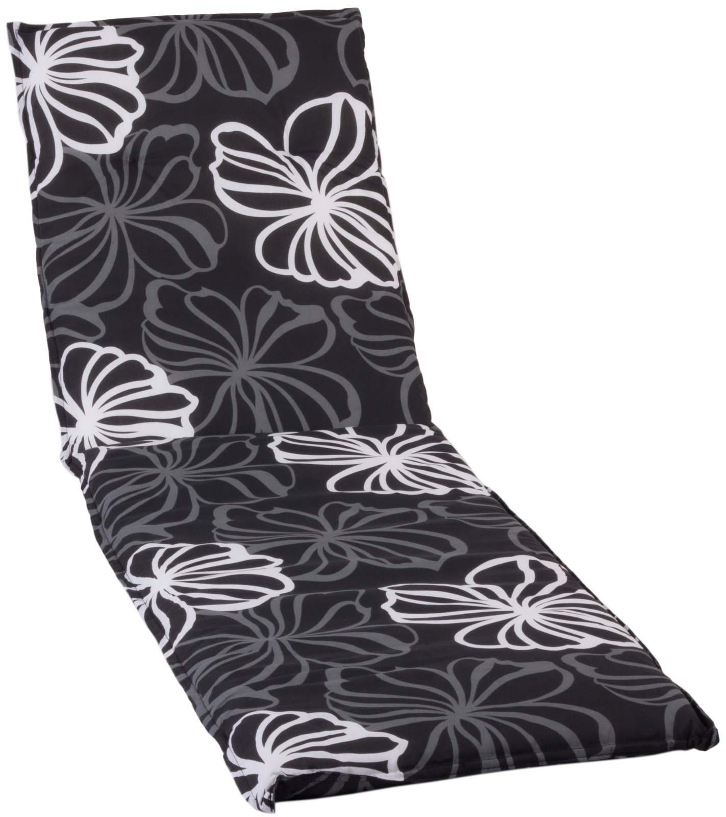 Rollliegen-Auflage - schwarz-weiß - Blumen - 193x60 cm
