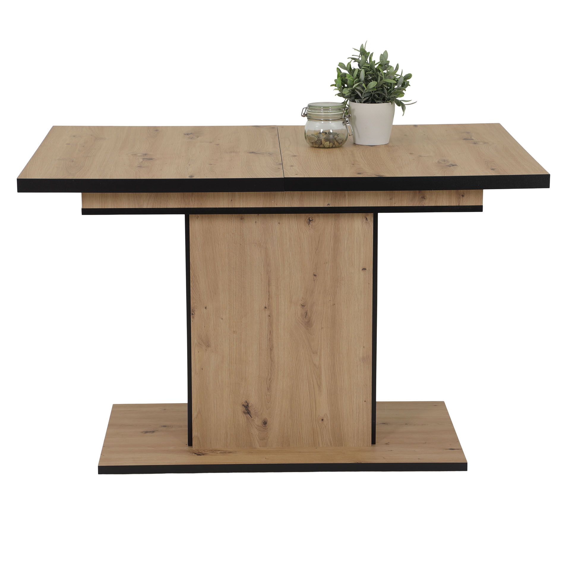 Säulentisch - Artisan Eiche - schwarz - ausziehbar bis 160 cm
