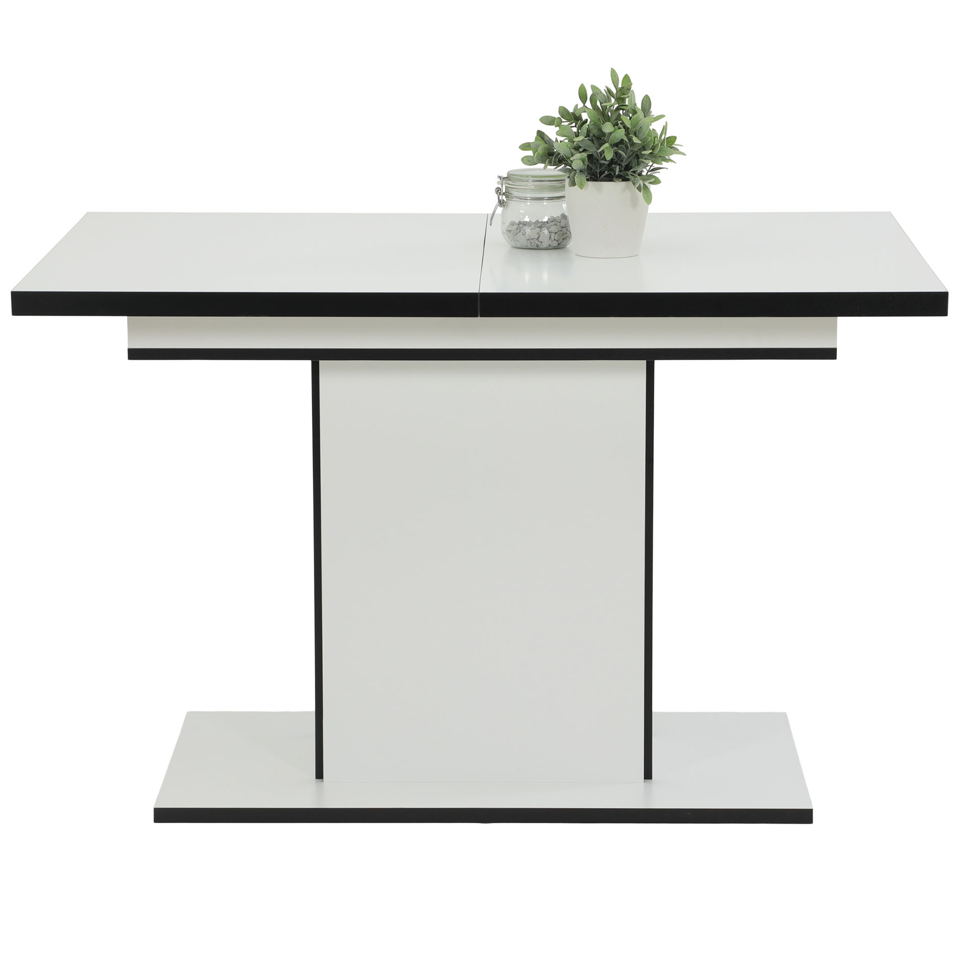 Säulentisch - weiß-schwarz - ausziehbar bis 160 cm 