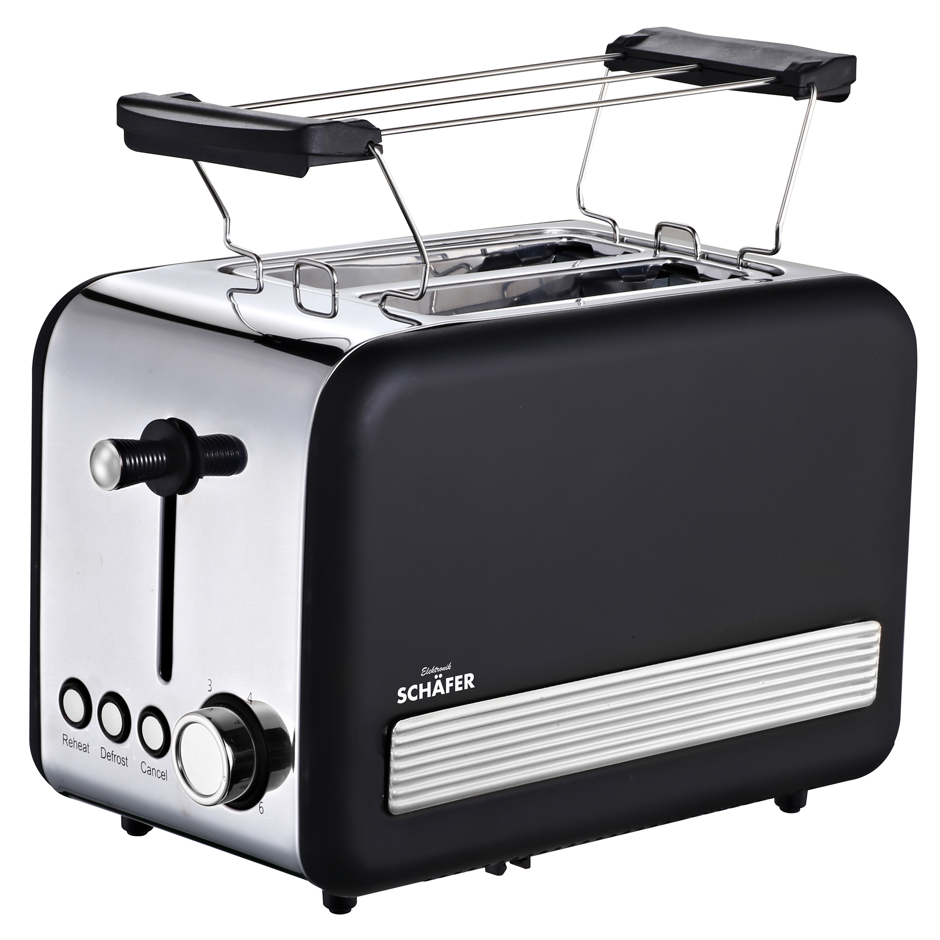 SCHÄFER Toaster RETRO 74181 - schwarz-silber