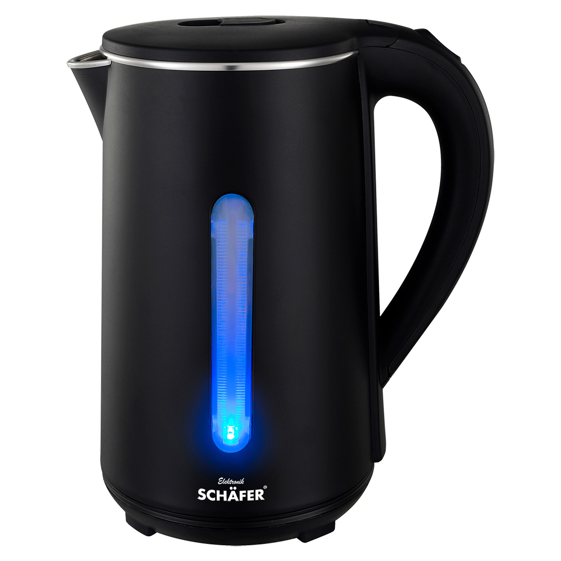 SCHÄFER Wasserkocher - schwarz matt - 2-farbiges Licht - 1,8 Liter