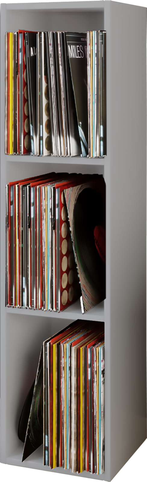 Schallplattenregal PLATTO - grau - 3 Fächer - 107 cm hoch