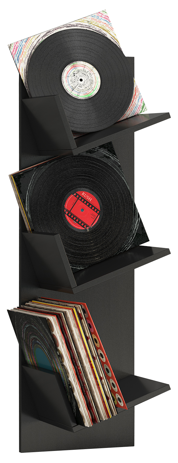 Schallplattenregal - schwarz - 33 cm breit 