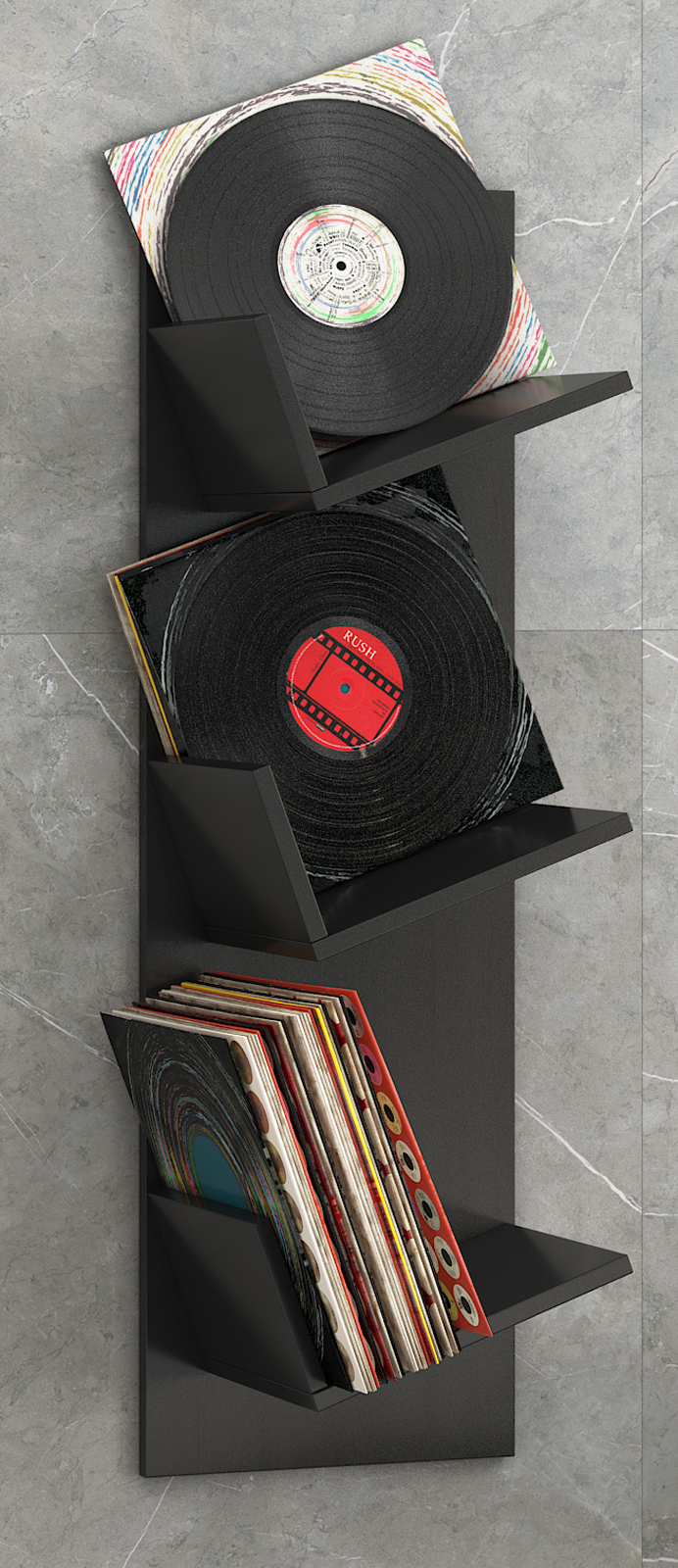 Schallplattenregal - schwarz - 33 cm breit 