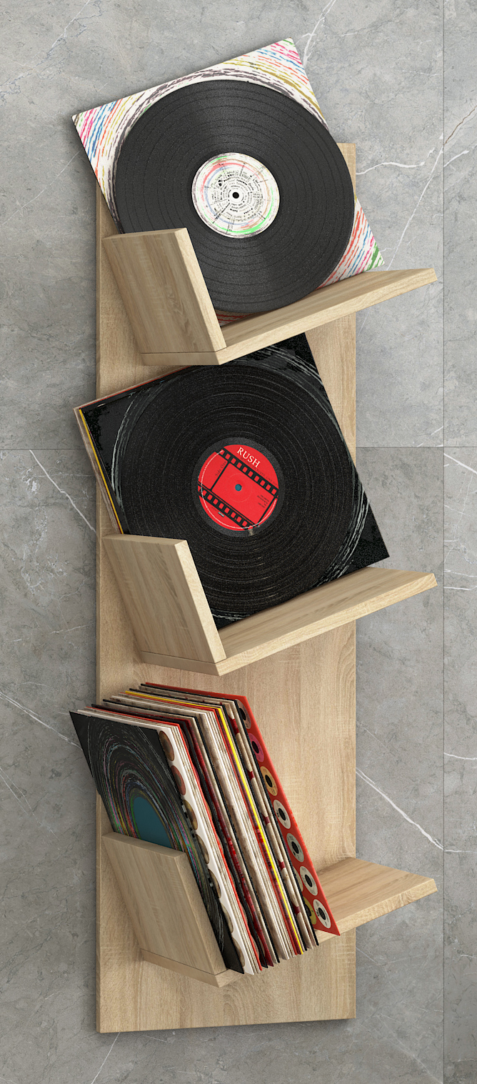 Schallplattenregal - Sonoma Eiche - 33 cm breit