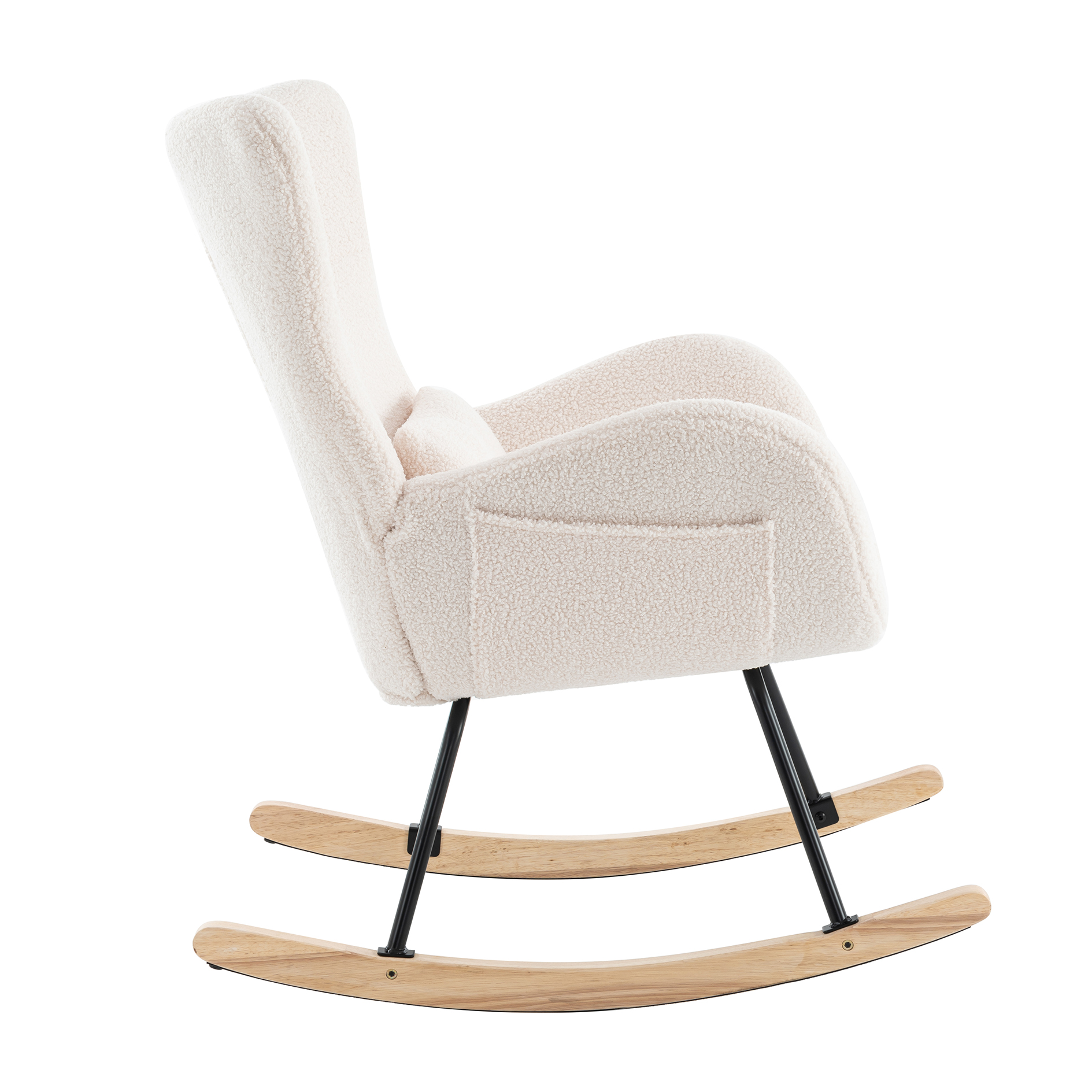 Schaukelsessel - beige - Teddystoff - mit Kissen