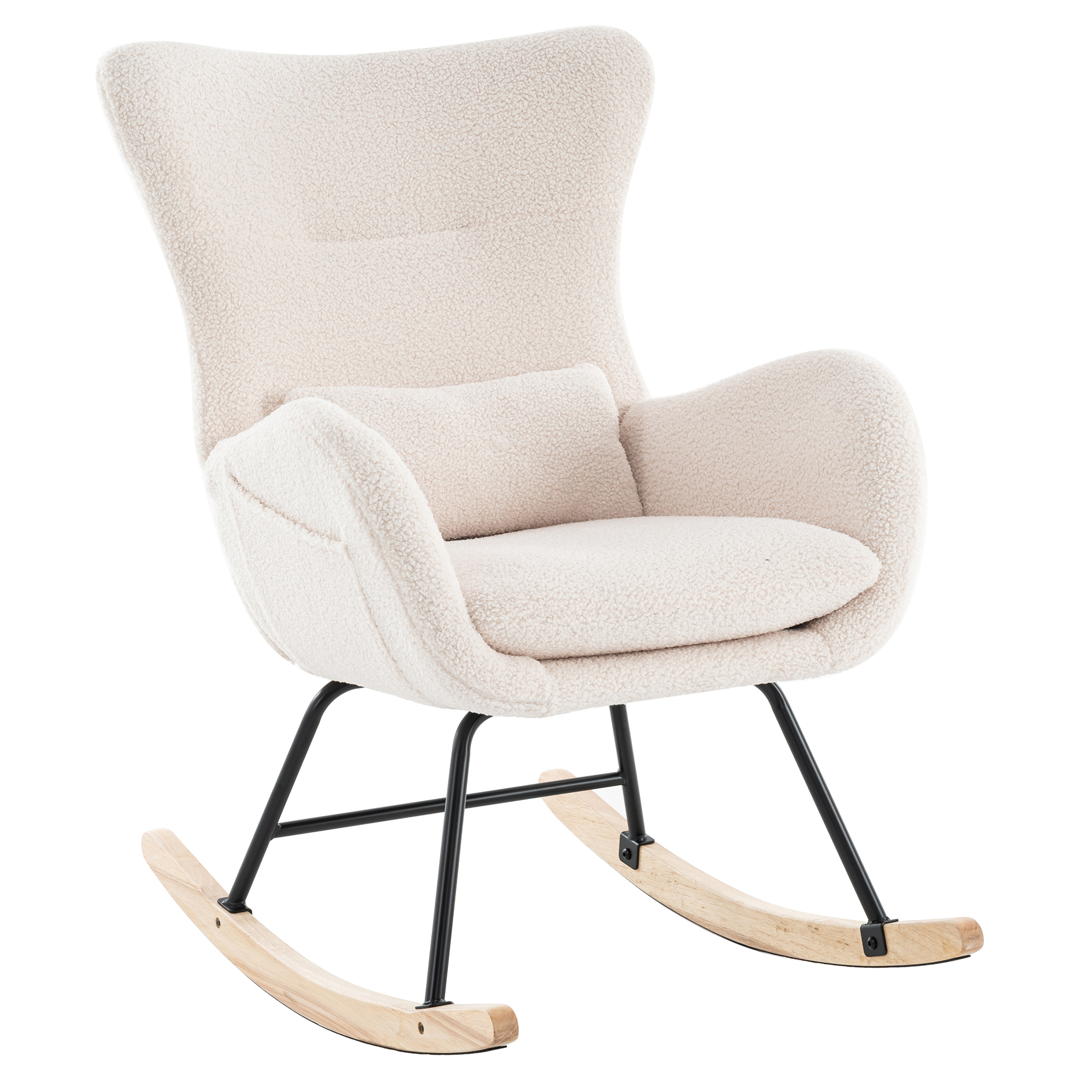 Schaukelsessel - beige - Teddystoff - mit Kissen