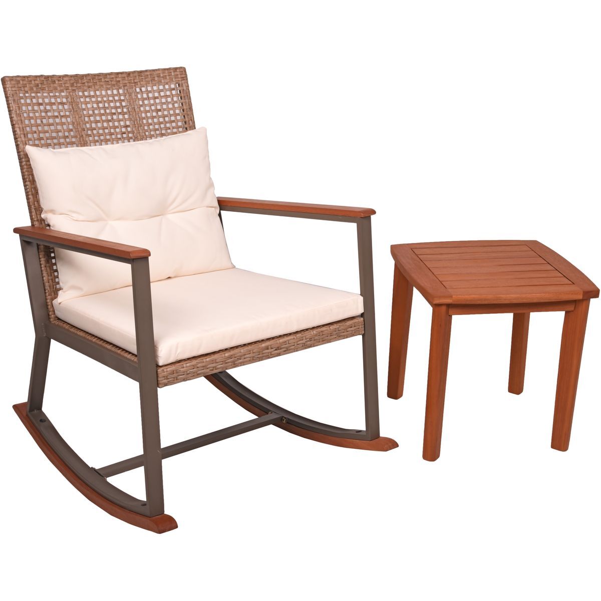 Schaukelstuhl-Set SINALOA - Teak-Look - mit Tisch