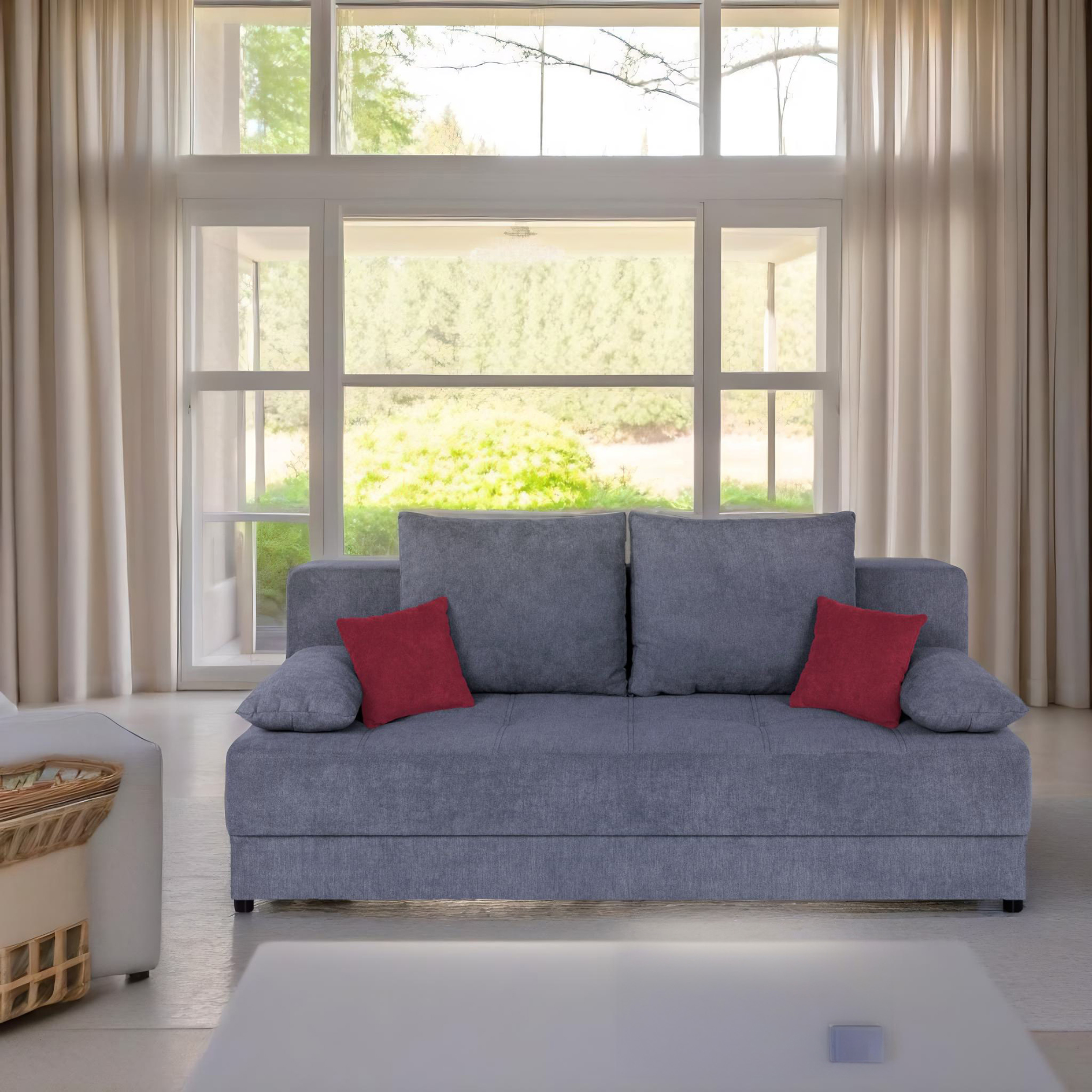 Schlafsofa - anthrazit - Boxspring - mit Staukasten