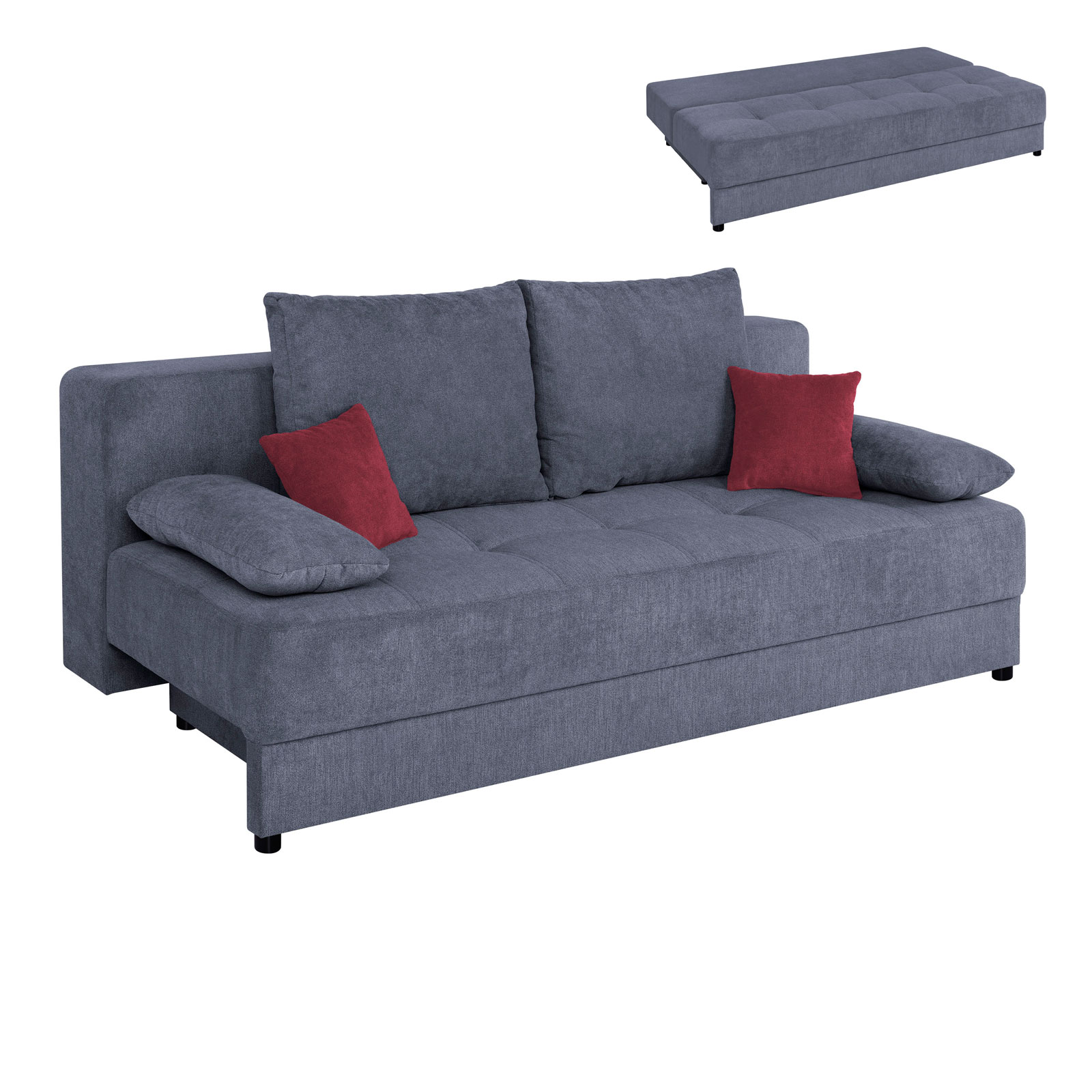 Schlafsofa - anthrazit - Boxspring - mit Staukasten