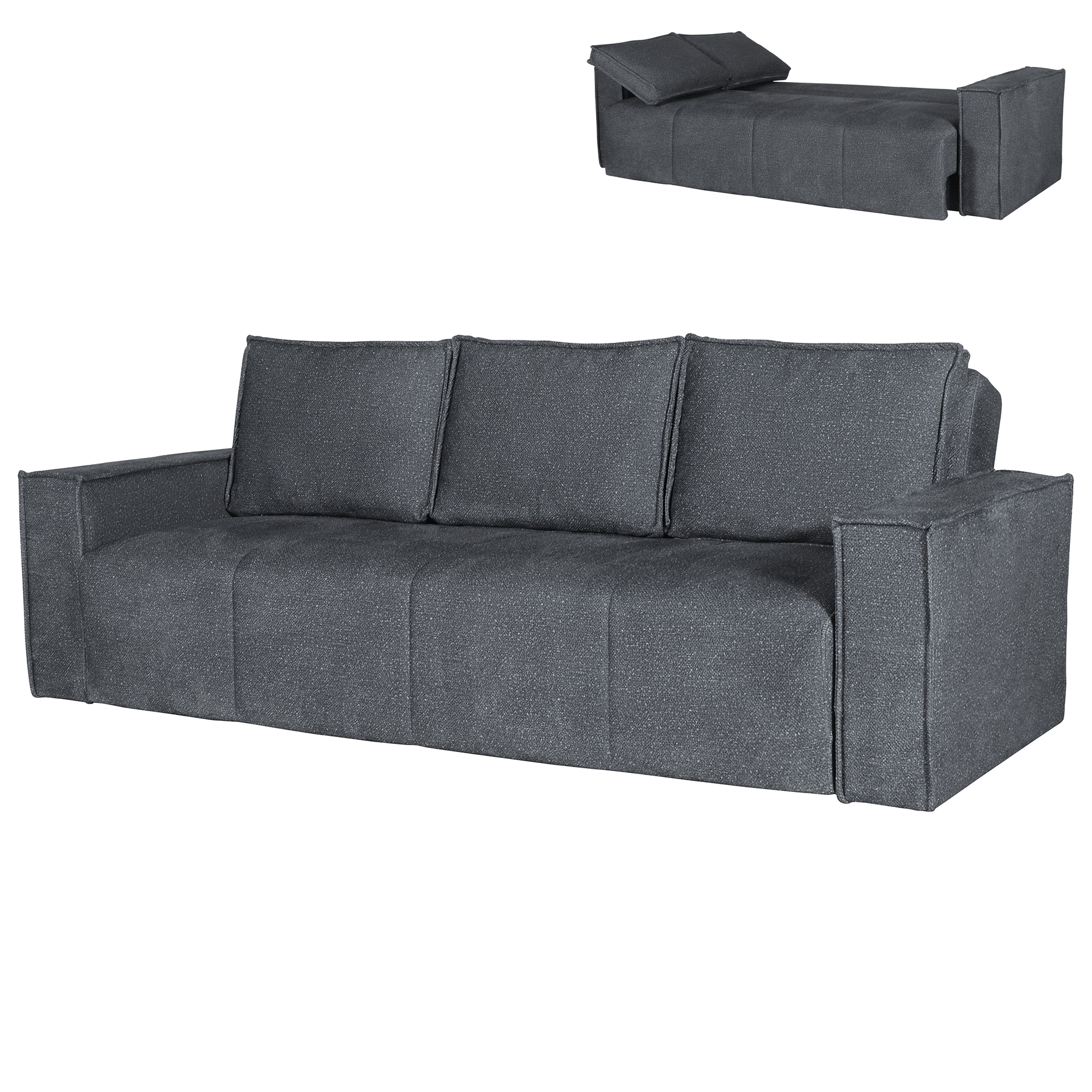 Schlafsofa - anthrazit - Liegefunktion - Staukasten