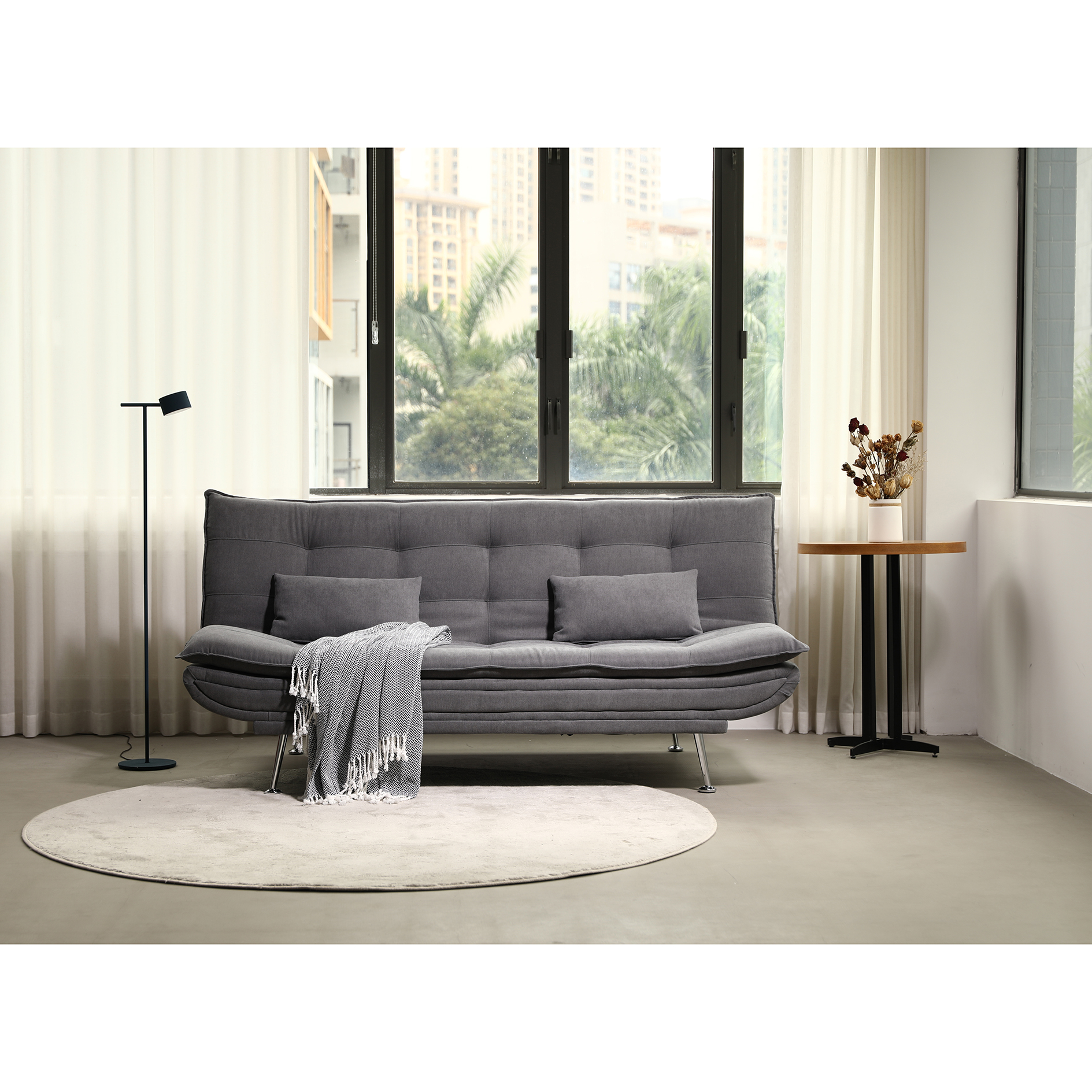 Schlafsofa - ash - Microfaser - Liegefunktion - mit Kissen
