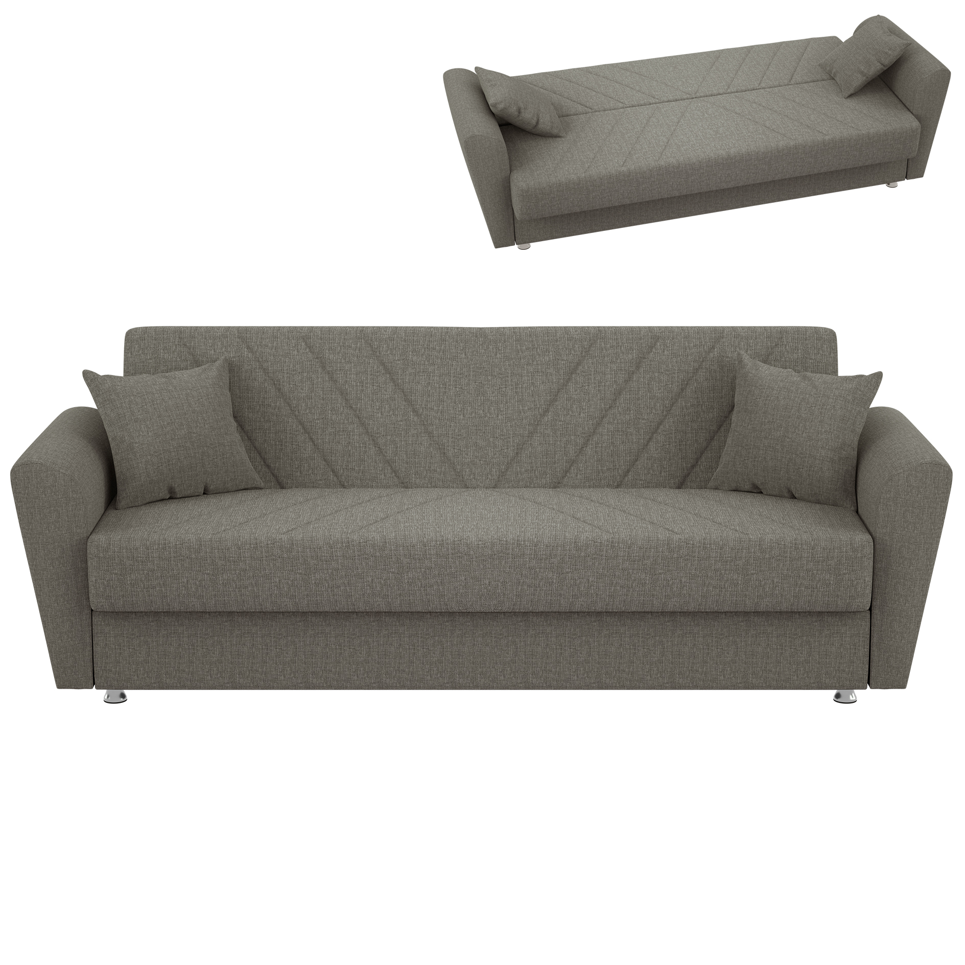 Schlafsofa - beige - Bonellfederkern - mit Staukasten