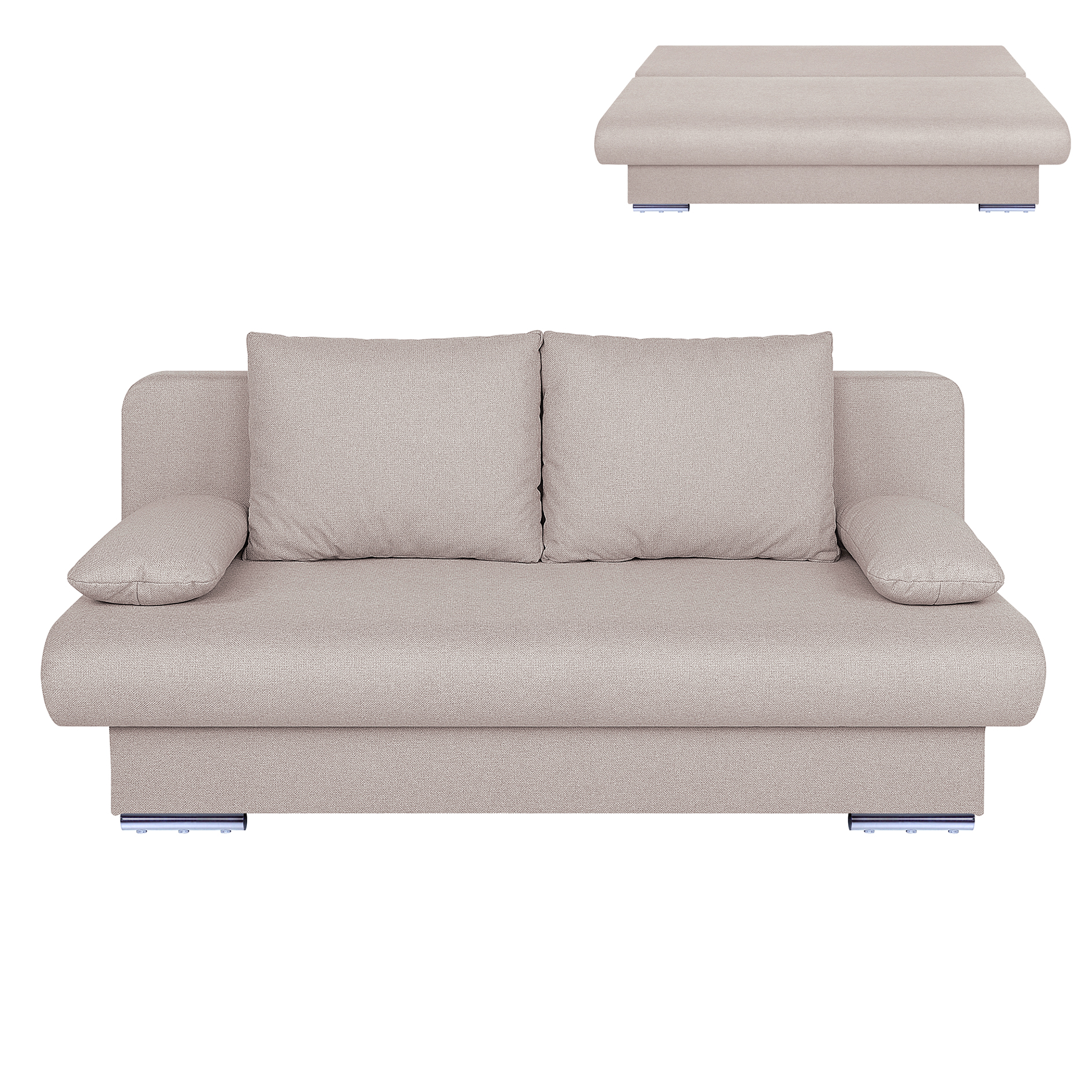 Schlafsofa - beige - inklusive Kissen