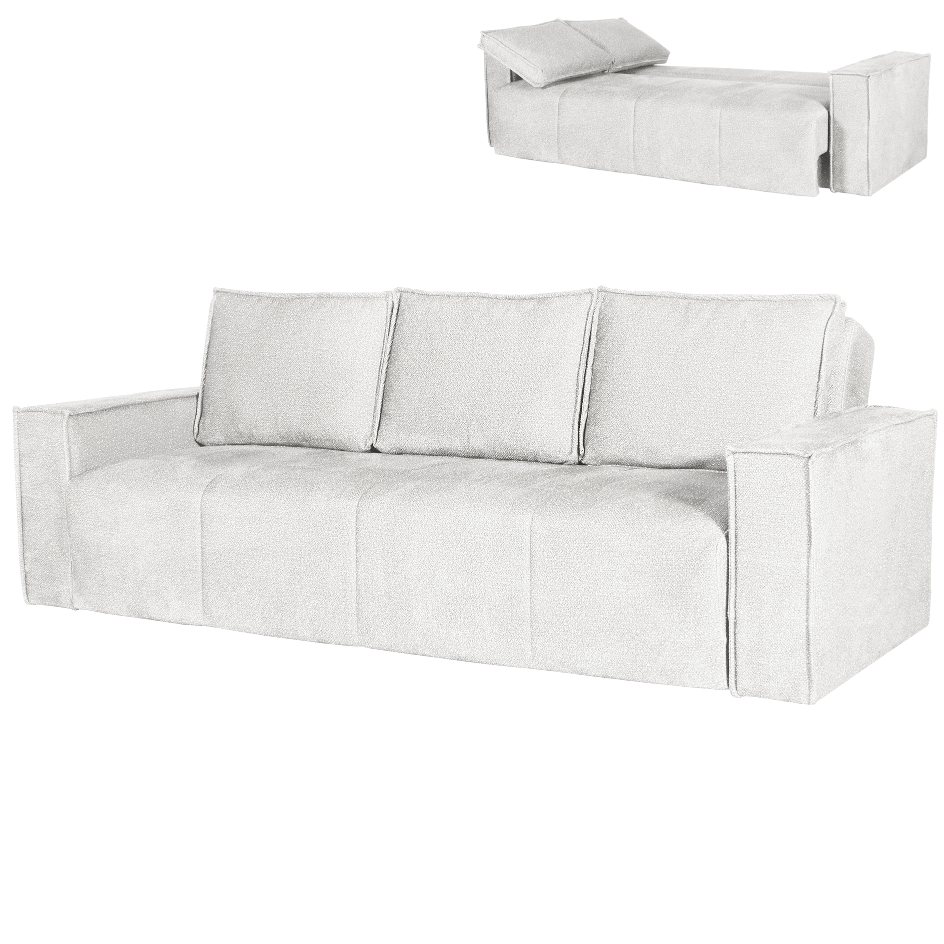 Schlafsofa - beige - Liegefunktion - Staukasten
