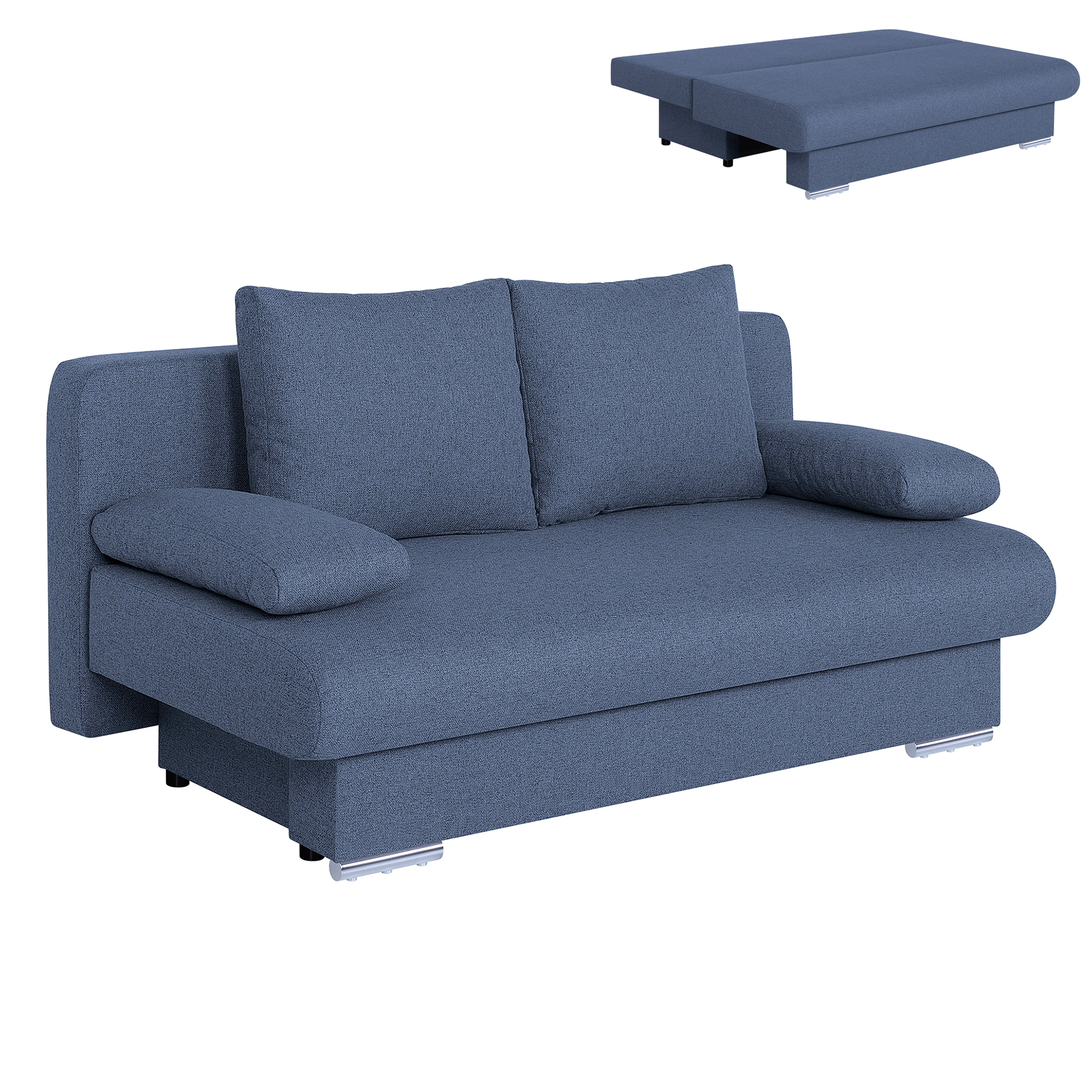 Schlafsofa - blau - inklusive Kissen